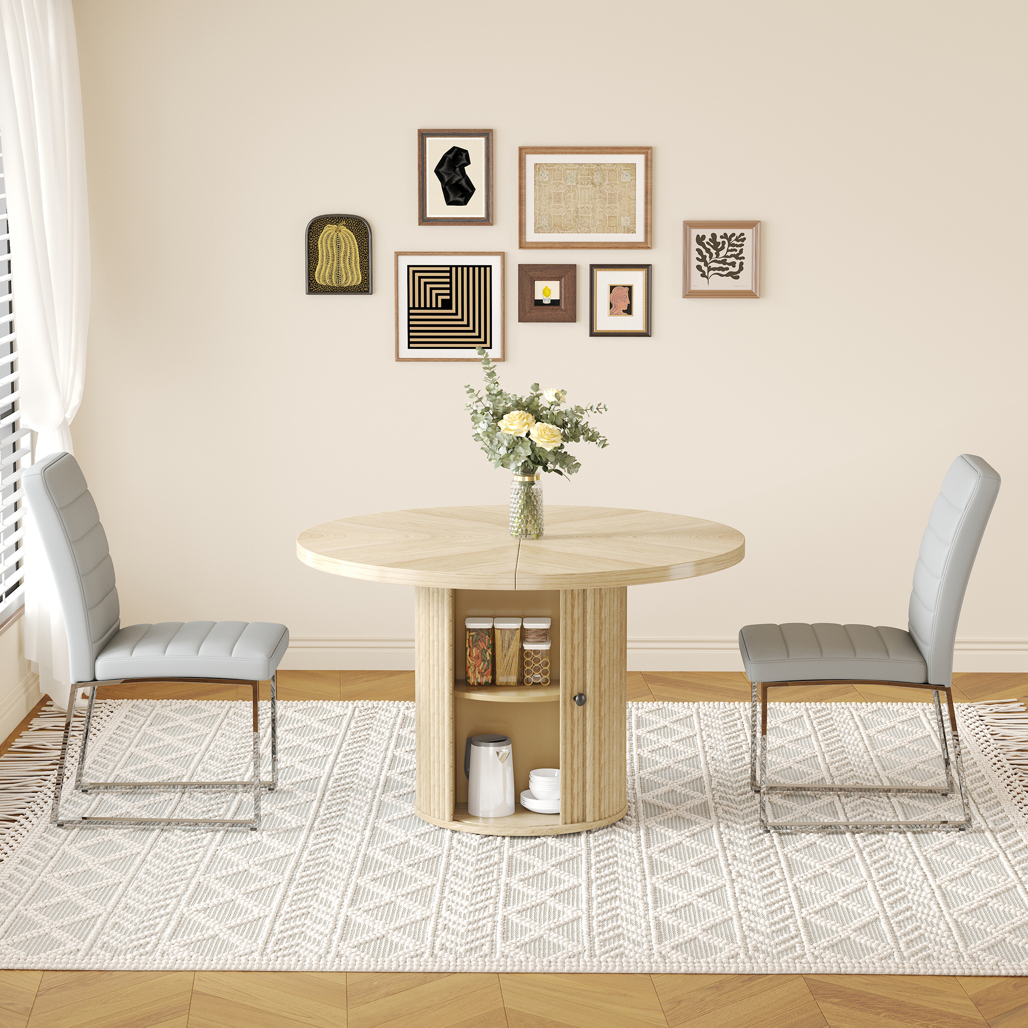 Ensemble chaise salle à manger 2 pcs table ronde
