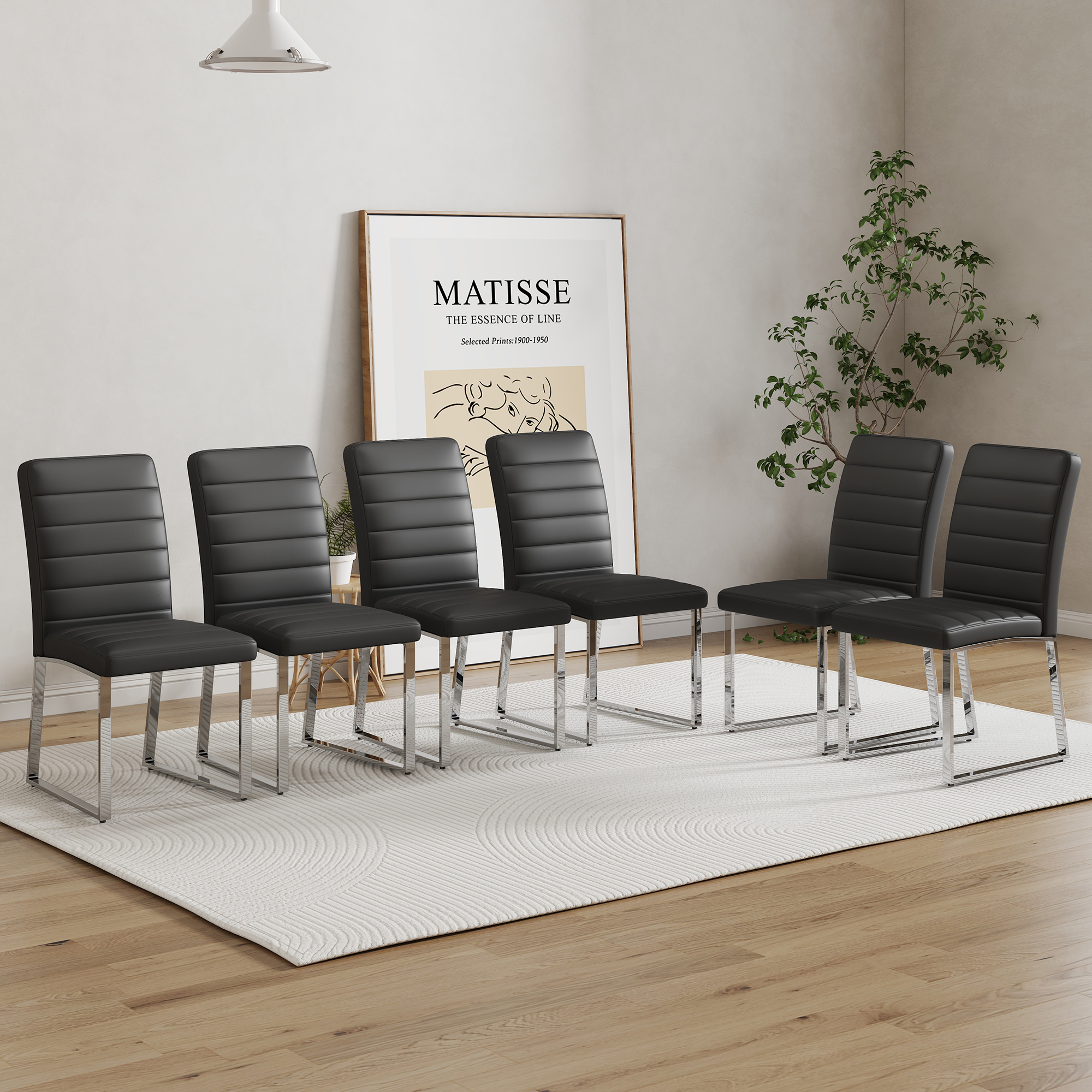 Ensemble 6 chaises, coussin 2,1po, classique