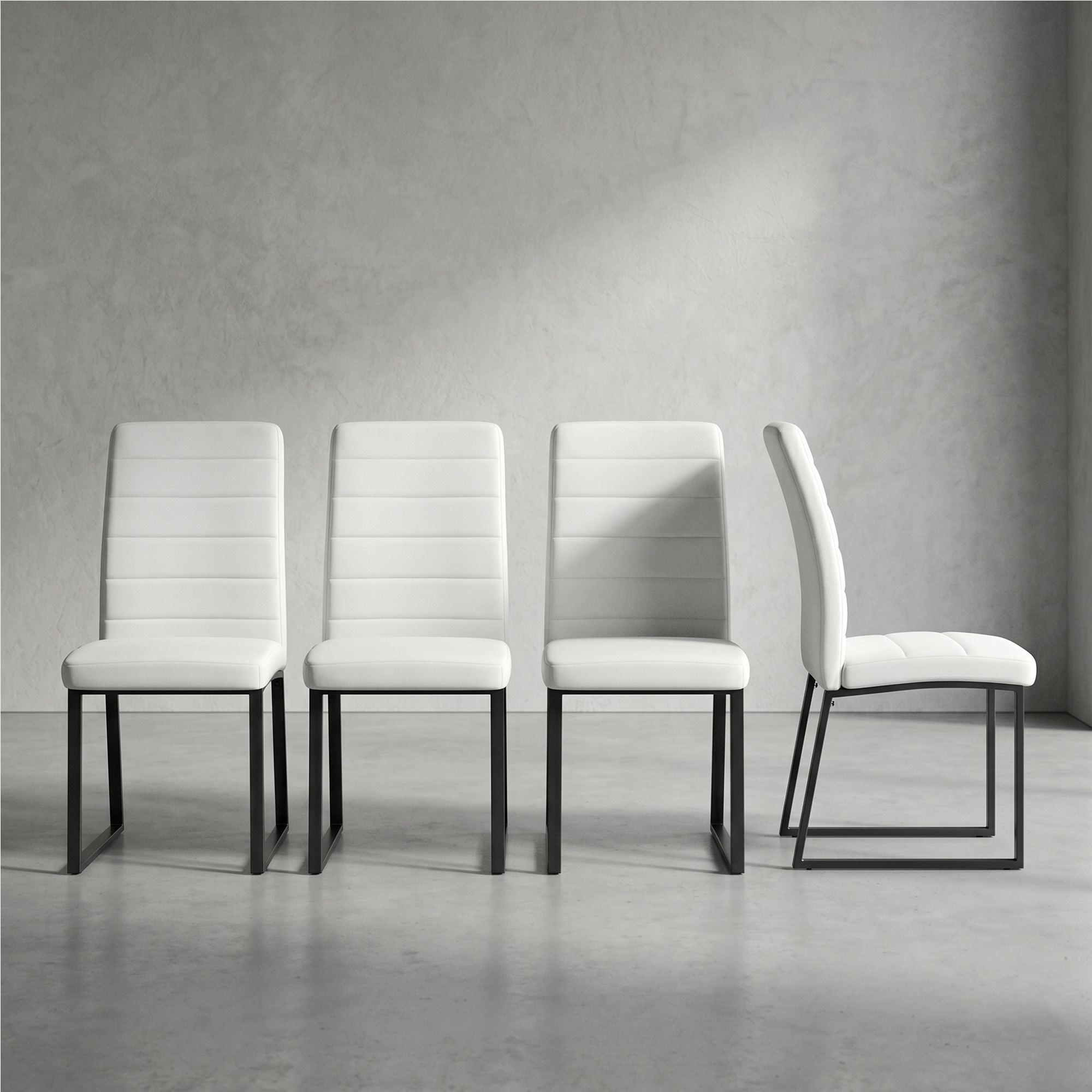 4 chaises de bureau premium PU mousse haute densité, jambes fer