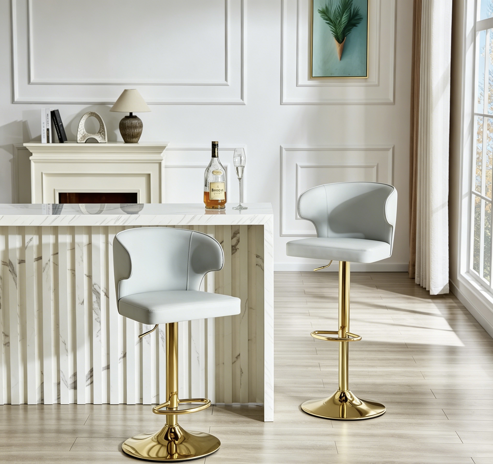 Chaise de bar pivotante ajustable, Gris - 2 unités