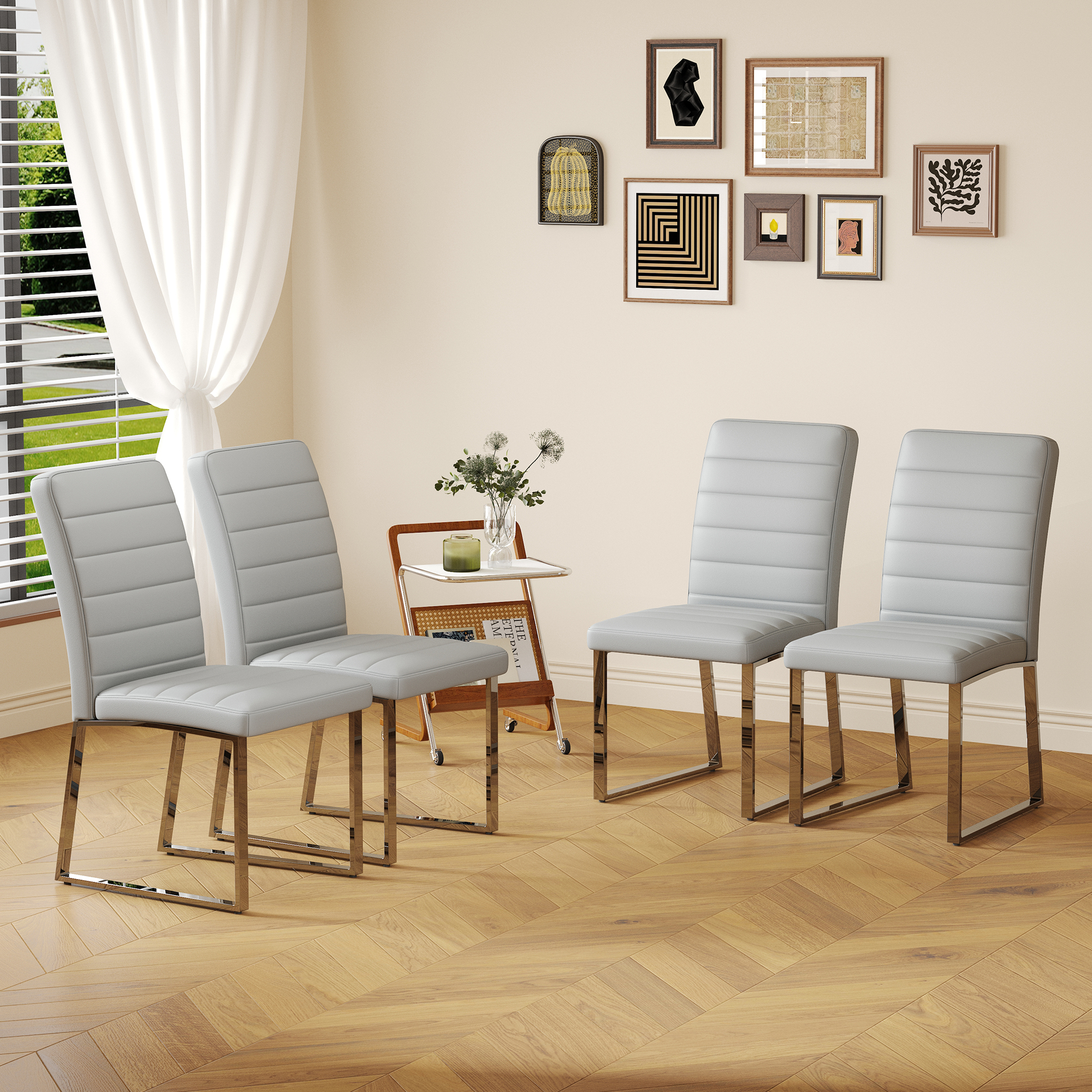 4 chaises robustes 2,1 po coussin cadre fer