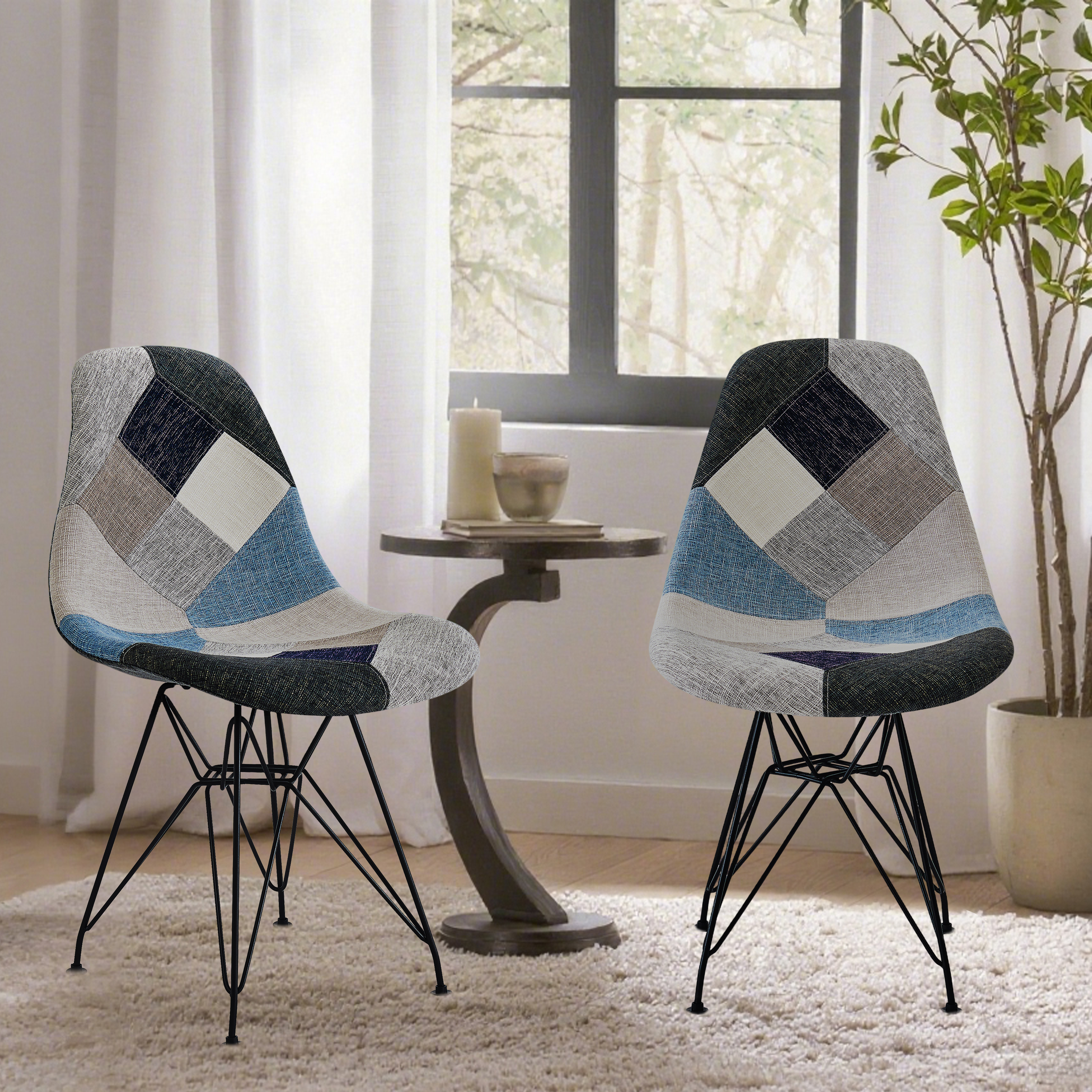 Chaise accent patchwork bohème motifs géométriques 2 pièces