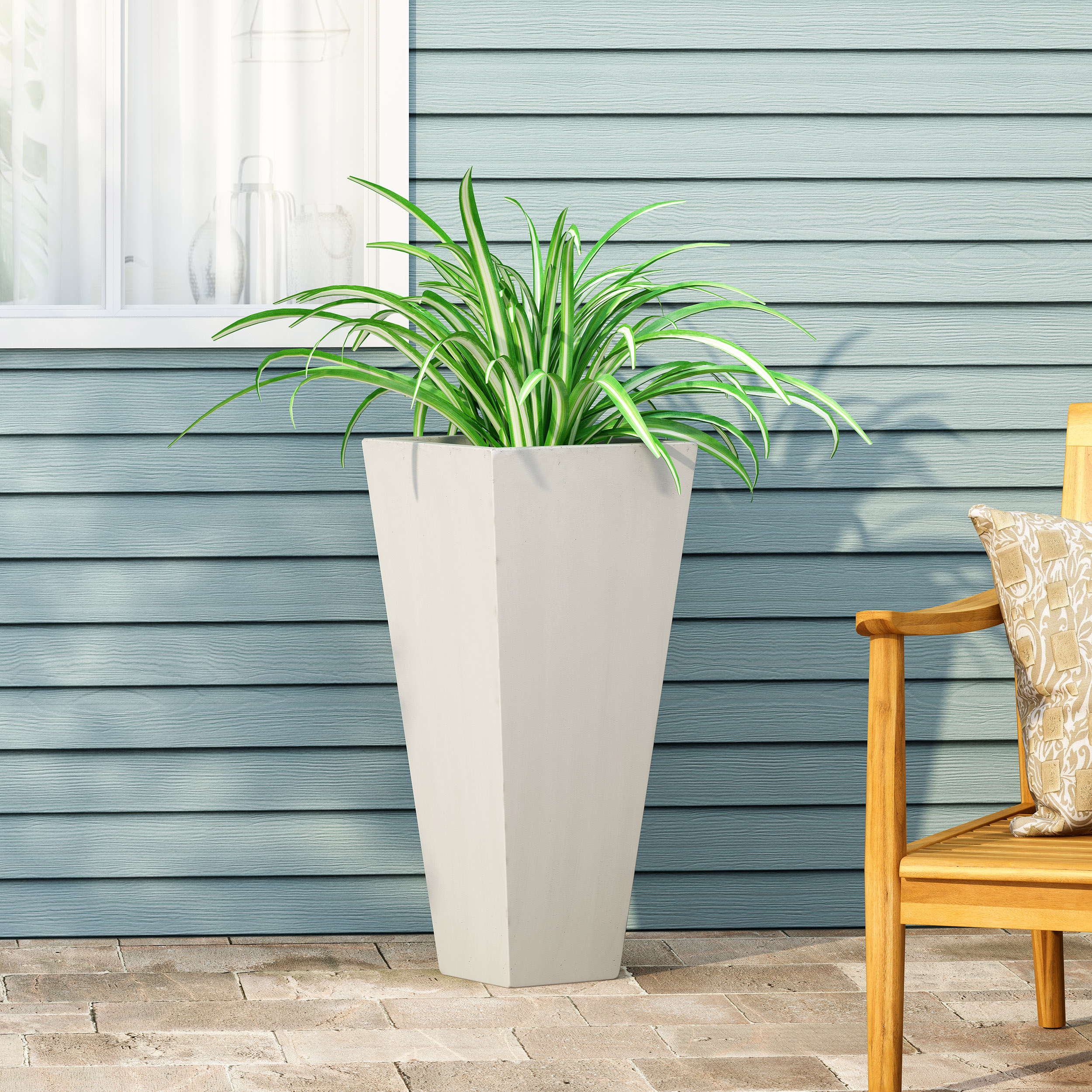 Jardinière pierre moulée 13 x 28,5po blanche