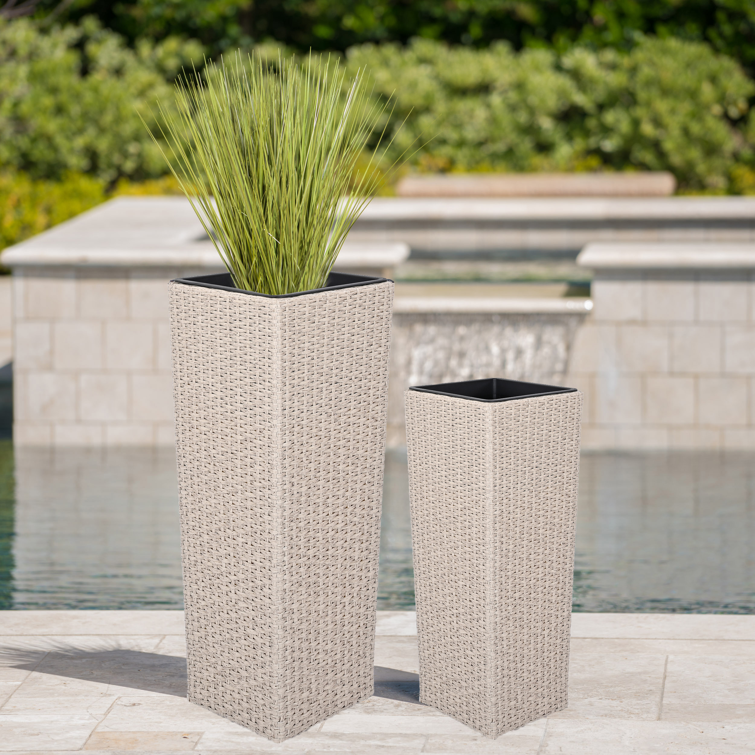 Pots fleurs osier PE 2 beige