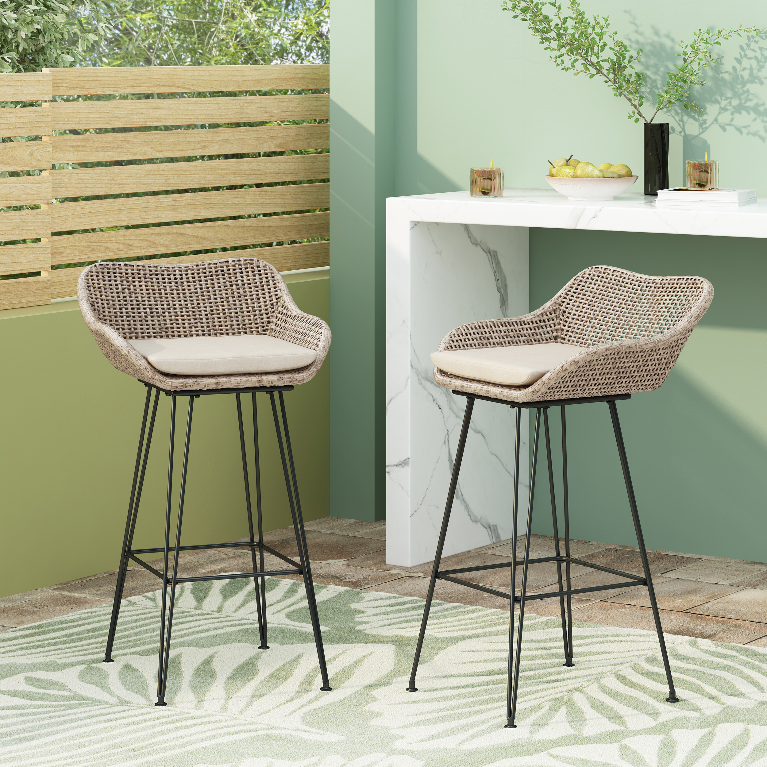 Tabouret bar rotin PE