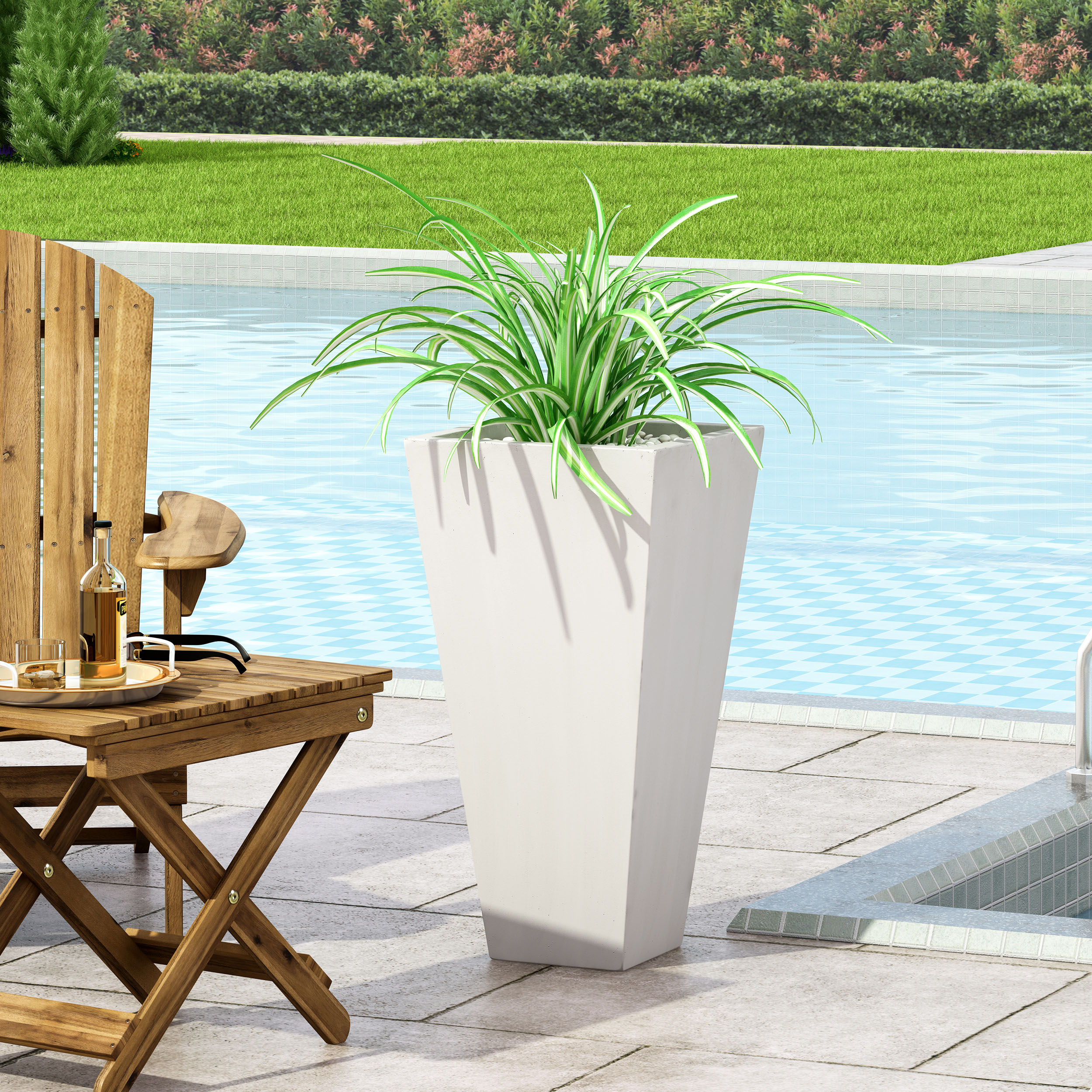 Jardinière en pierre moulée MGO 13", blanc