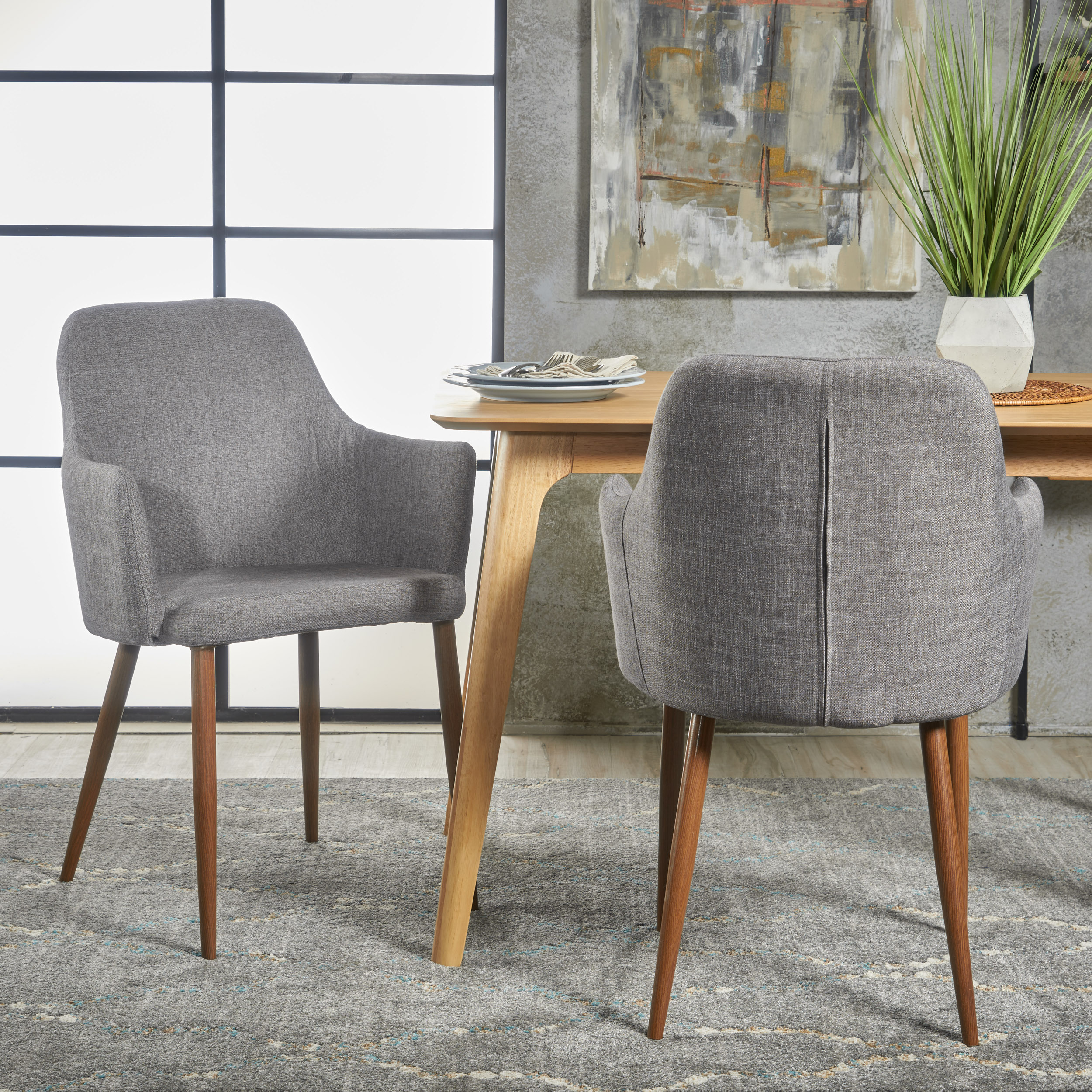 Chaises salle à manger mi-siècle gris clair 2 pcs