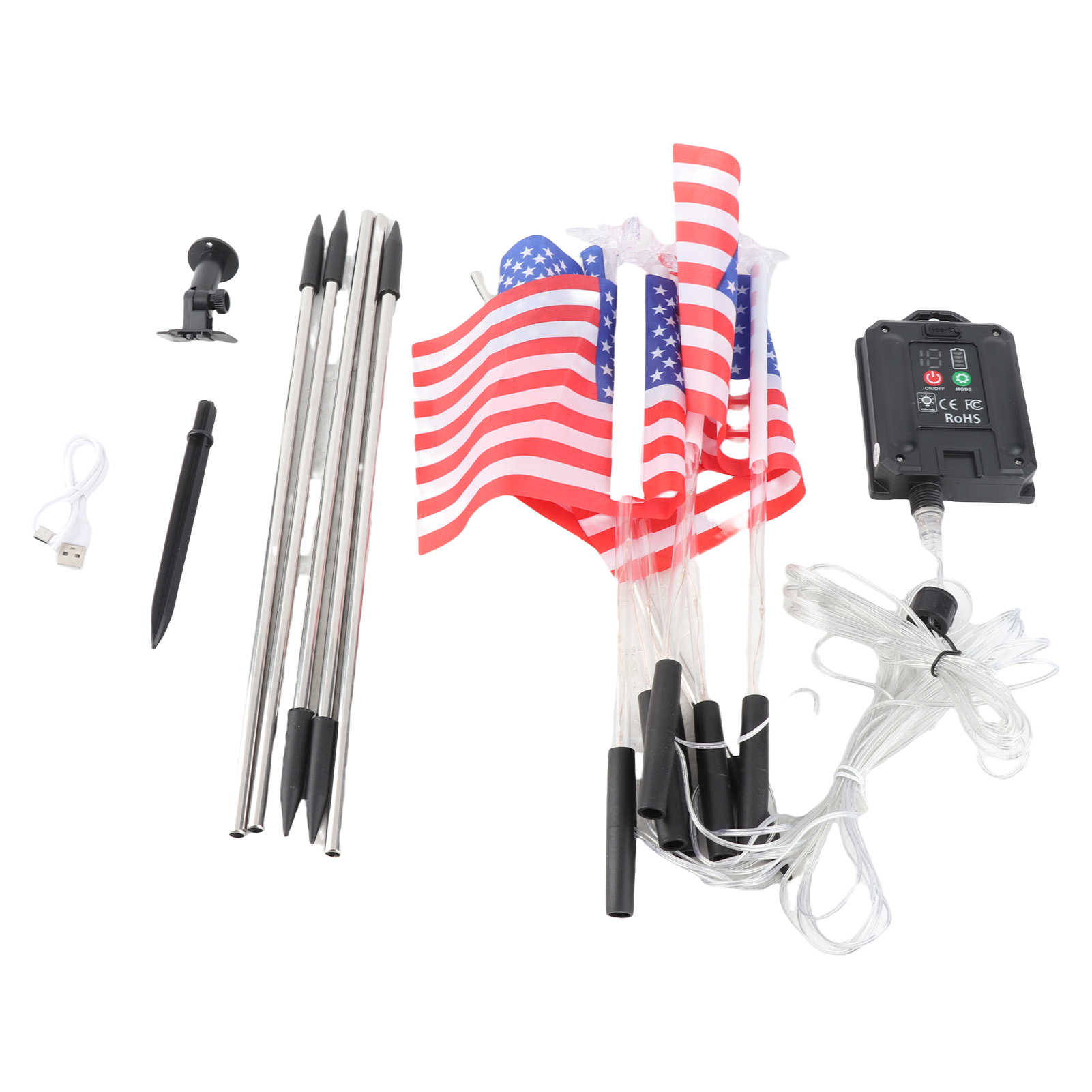 Guirlandes drapeau US solaires, 8 modes