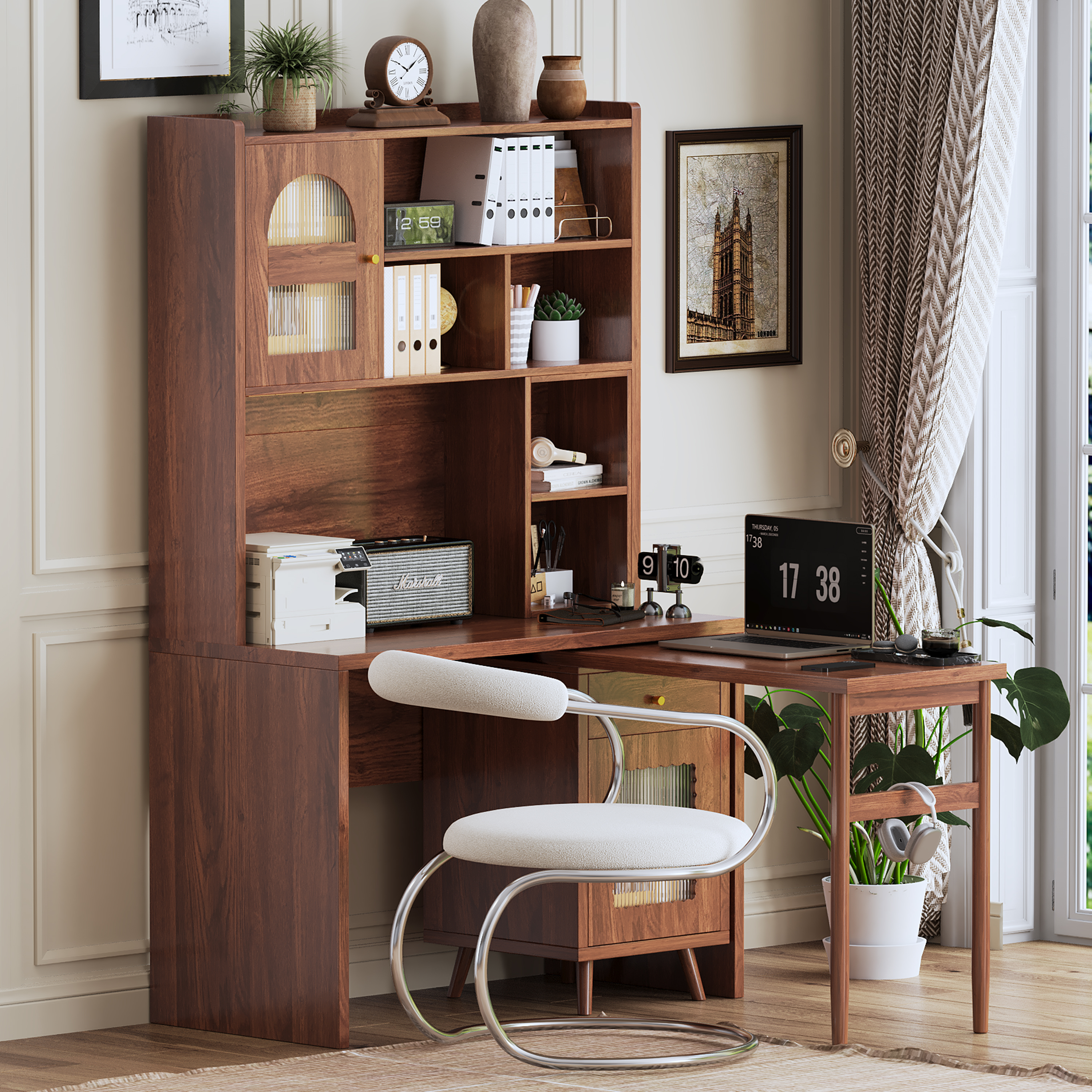 Bureau informatique 90° rotatif 43x70 po, rangements N733P279101D