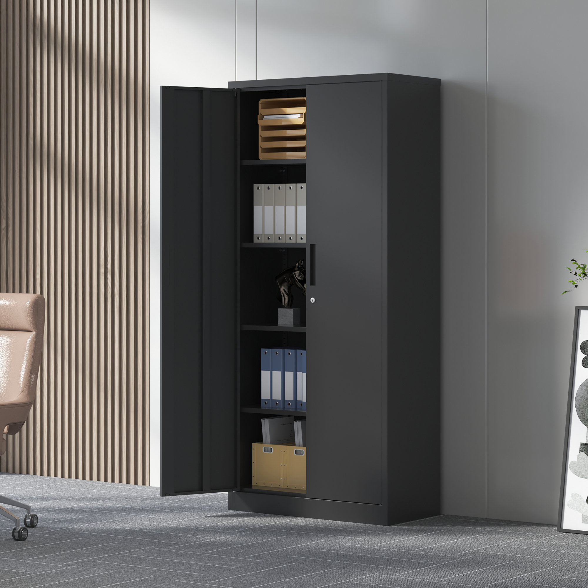 Armoire garage métal 71H 4 tablettes verrouillable