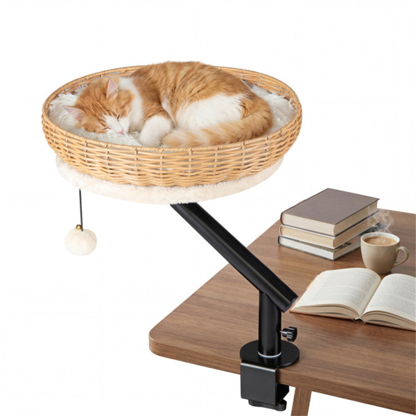Lit chat rotatif 360° bureau 2-en-1 balle grelot noir blanc