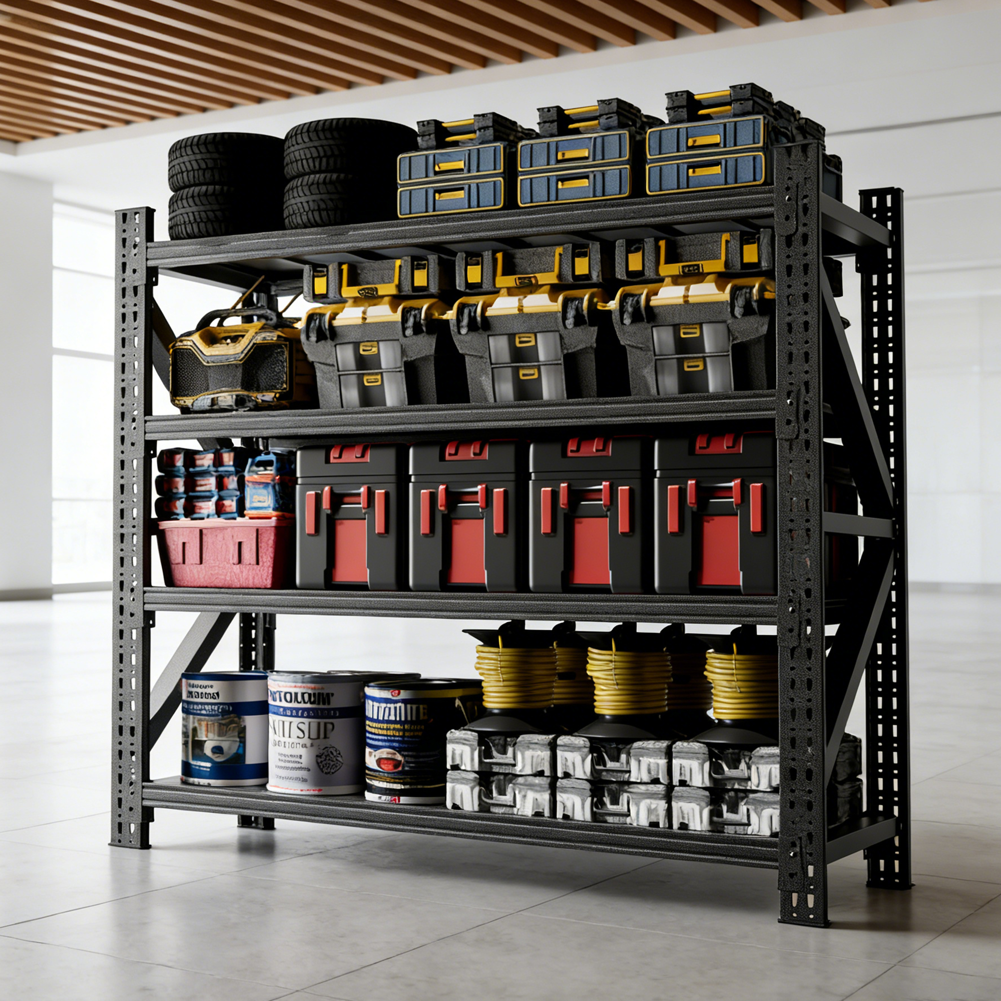 Étagère garage 5000 lbs, 4 tablettes, 63Hx67Lx23,7P, industrielle