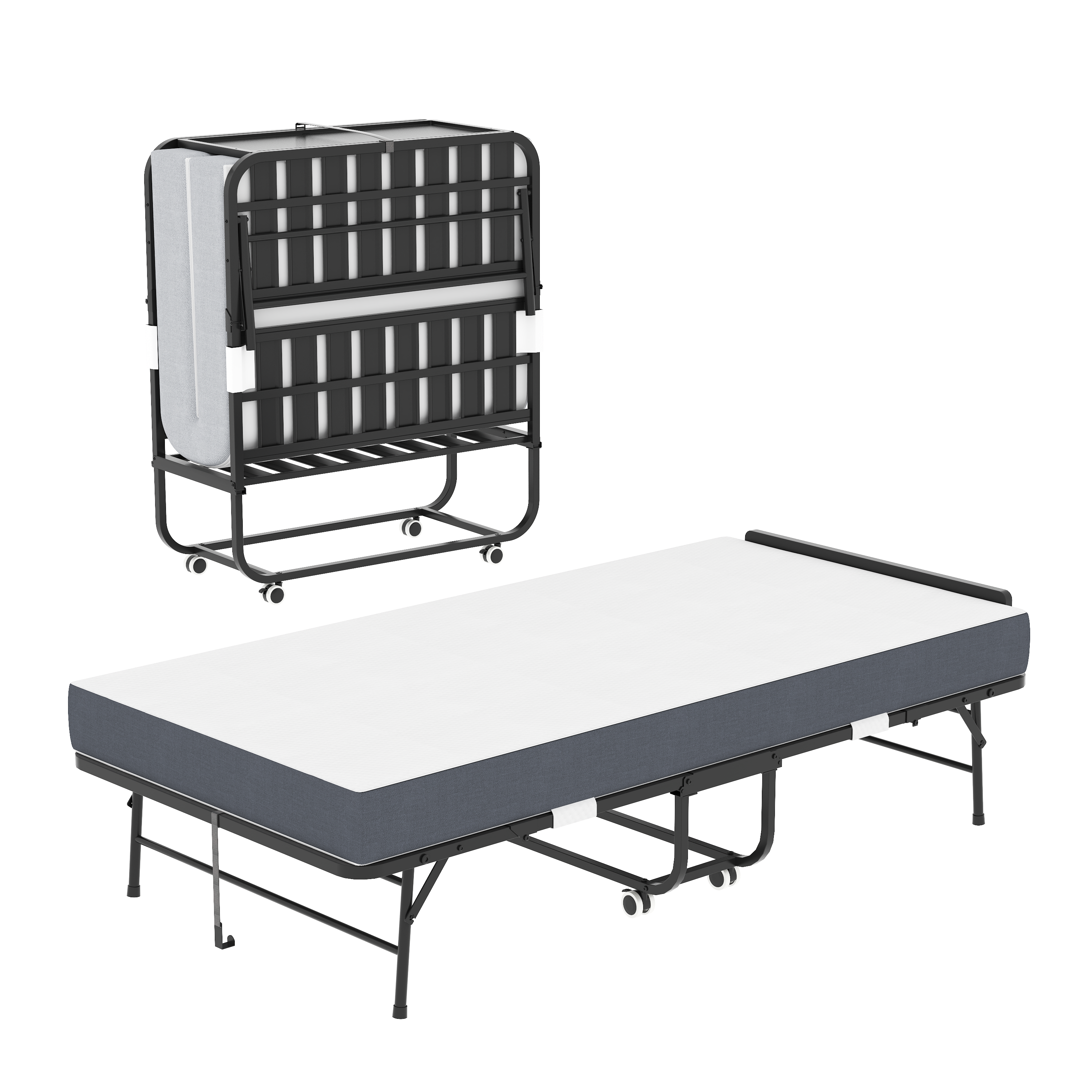 Lit pliant 75x38 mousse mémoire ajustable roulettes jumeau