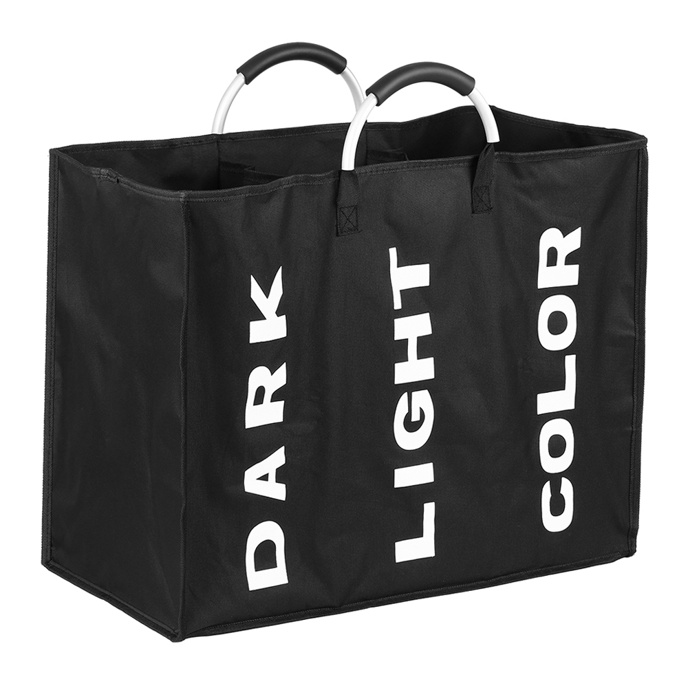 Sac à linge 3 sections pliable, panier durable tissu Oxford, rangement multifonction