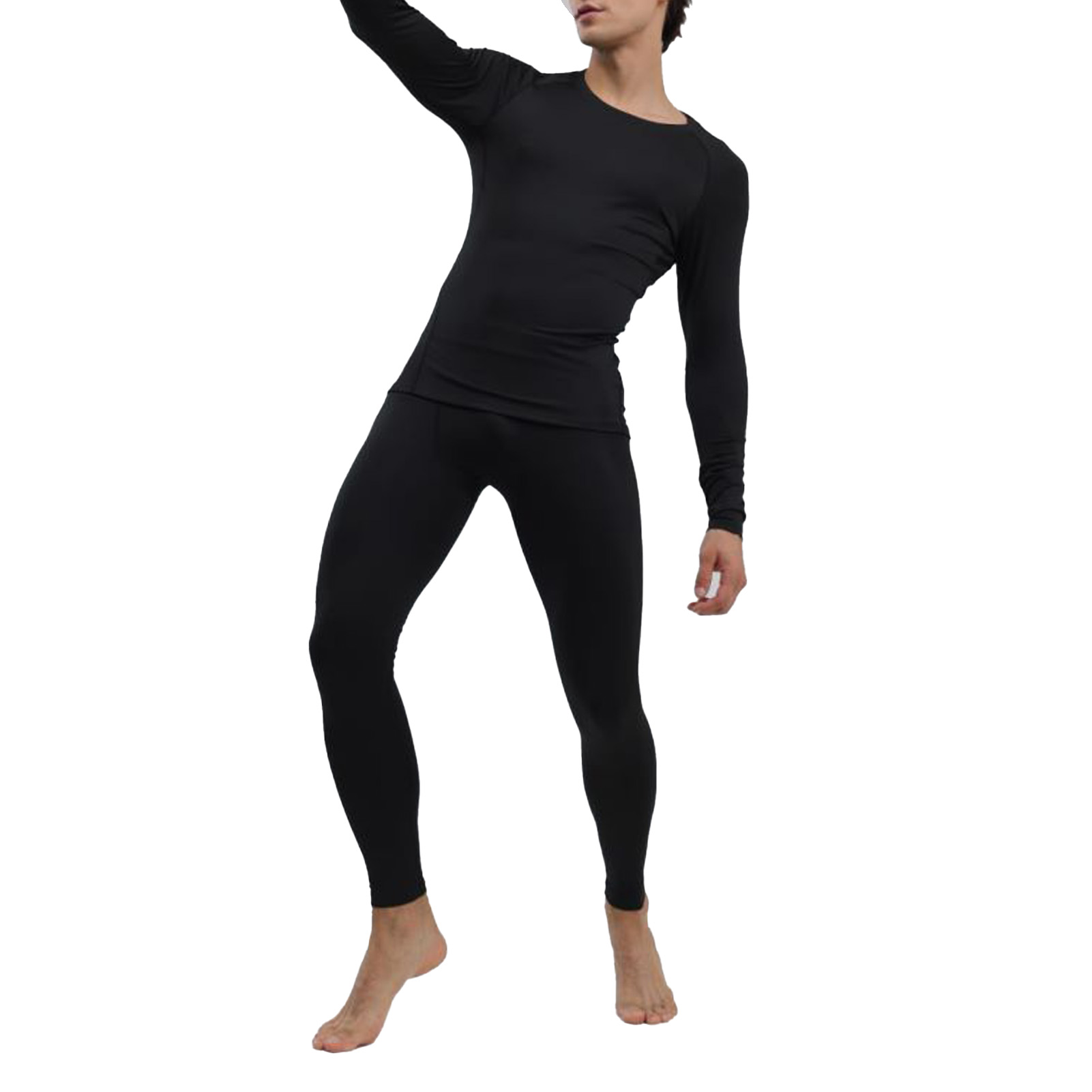 Sous-vêtements thermiques homme noir, ensemble haut-bas, couche de base, M