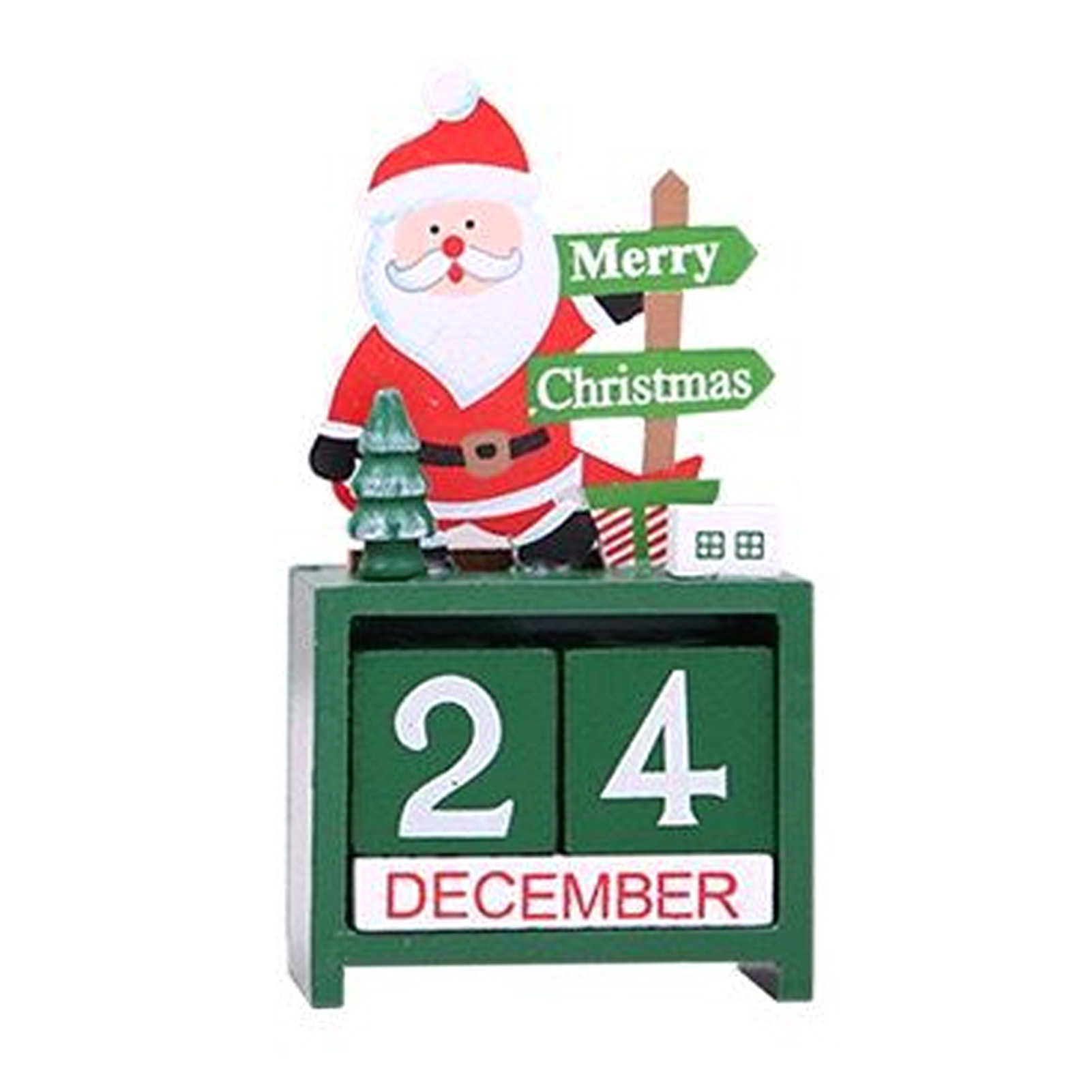 Calendrier bureau Noël blocs bois Santa décoration