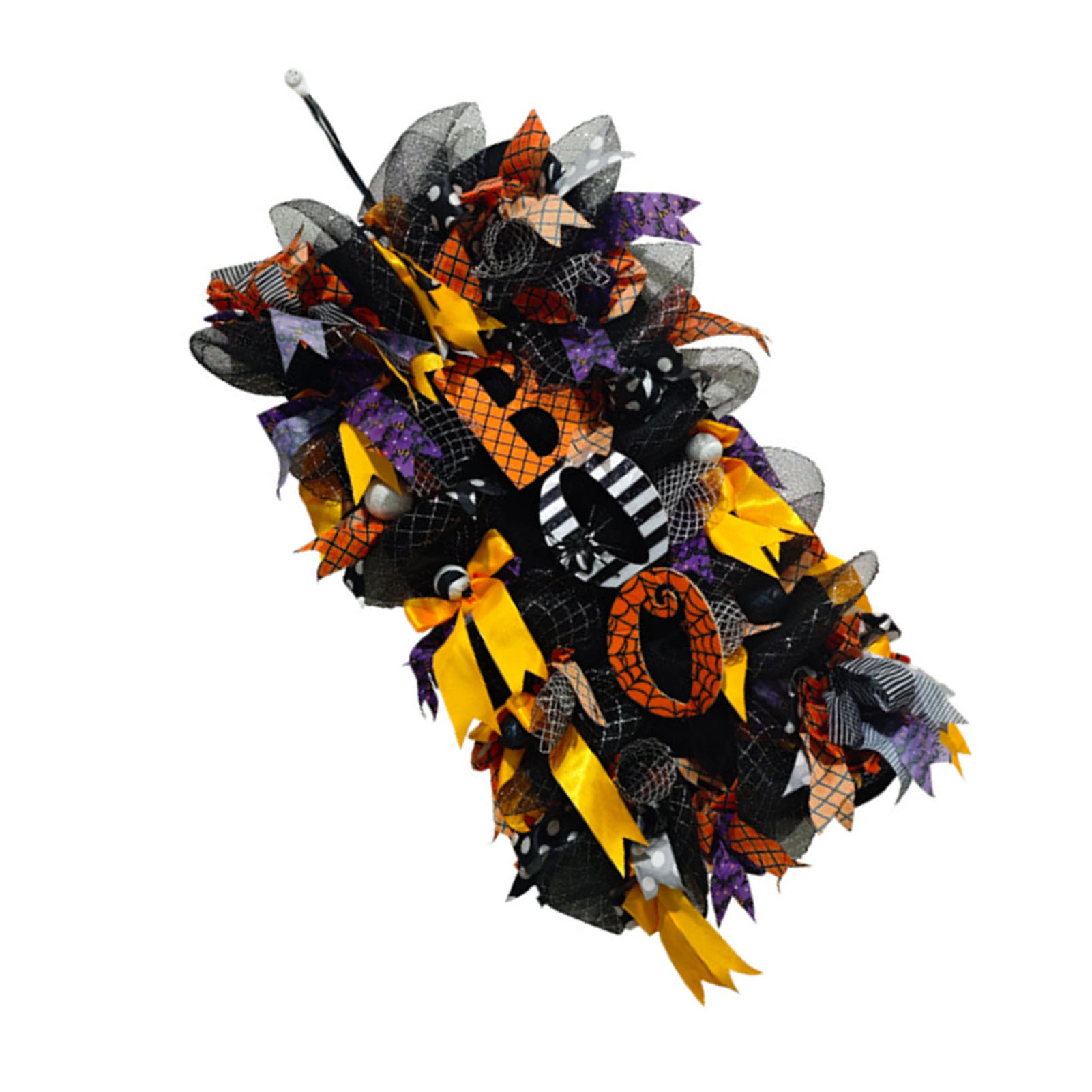 Couronne décoration porte citrouille araignée