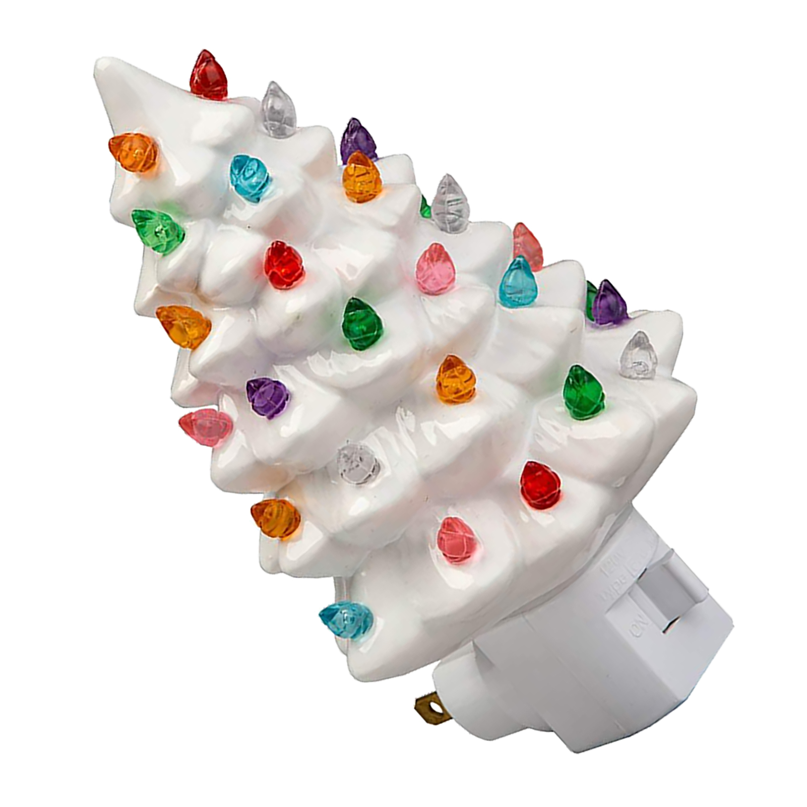 Veilleuse Noël céramique sapin décoratif blanc
