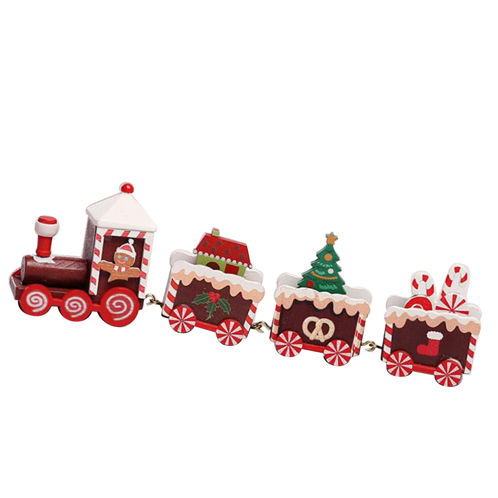 Ornement train Noël bois décoratif fenêtre bureau brun