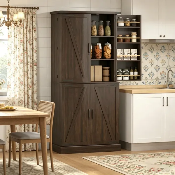 Cabinet rangement style grange 29,9 x 15,7 x 72 po cuisine tablettes