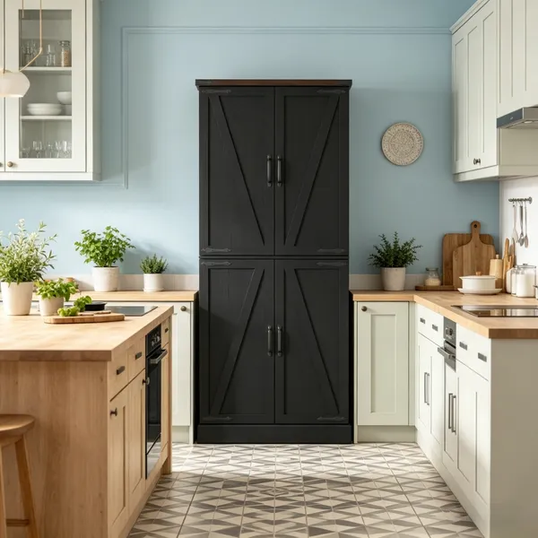 Cabinet rangement style grange portes ajustables 30x16x72po