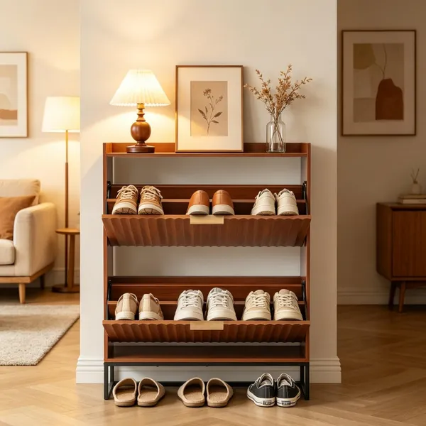 Meuble à chaussures minimaliste, tablettes ajustables