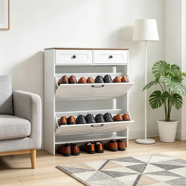 Meuble à chaussures ferme, tablettes ajustables