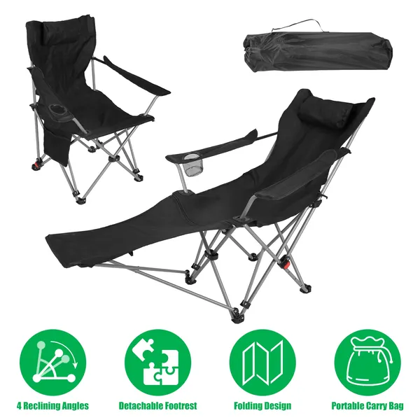 Chaise lounge camping 95-160°, acier, pliable