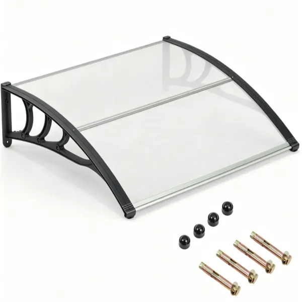 Auvent fenêtre/porte 39"x30", UPF50+, imperméable, aluminium, gris