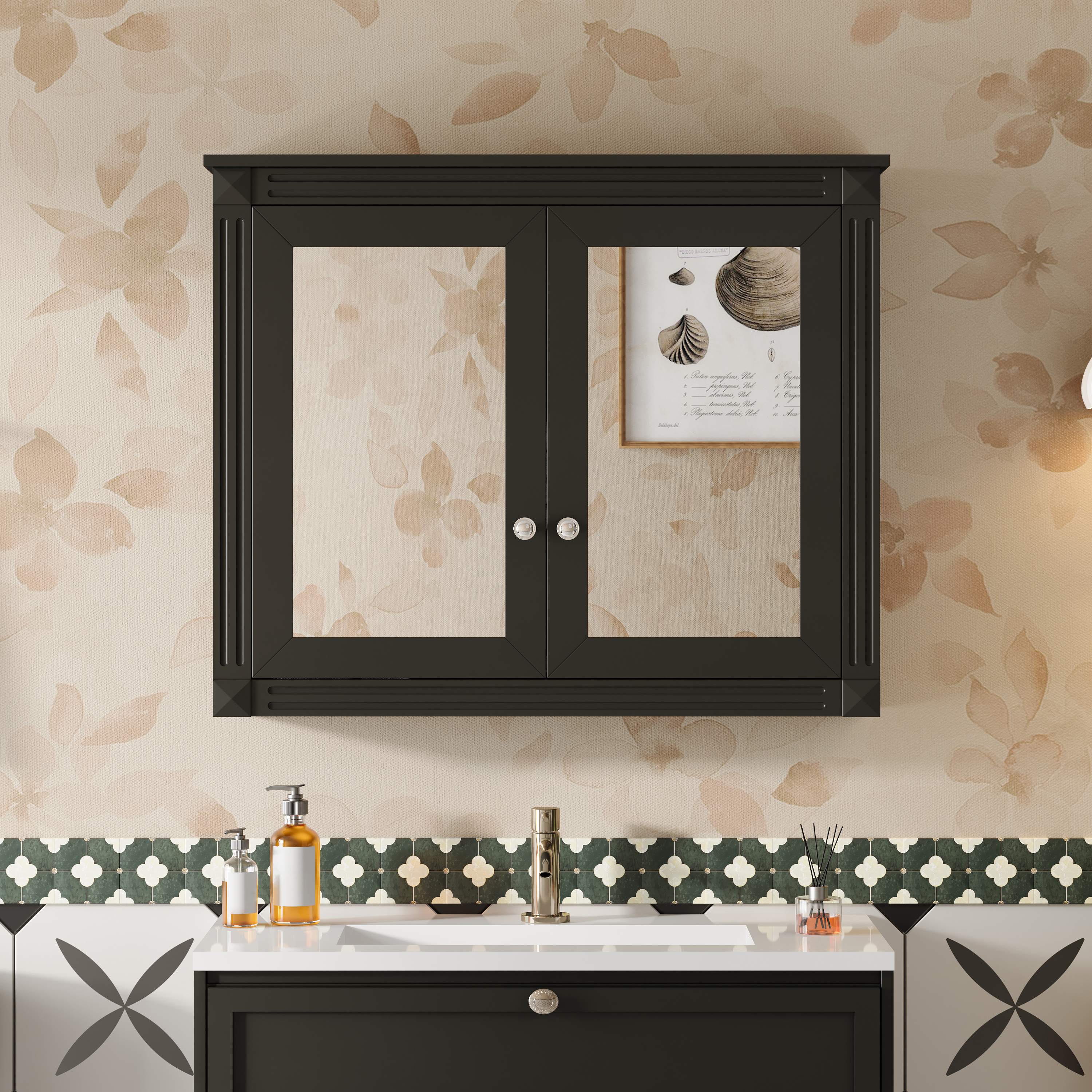 Armoire murale salle de bain 36x28" 2 miroirs