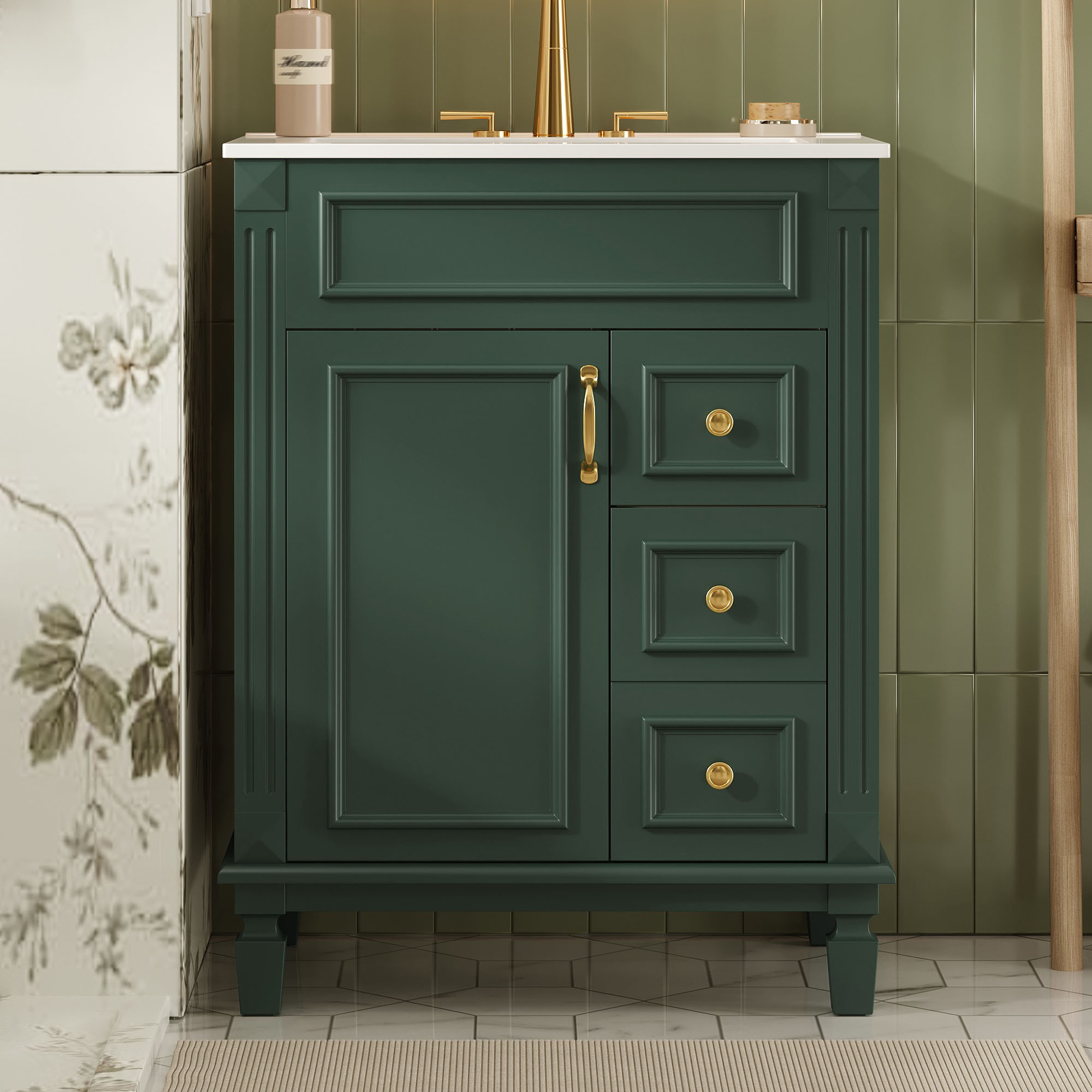Vanité salle bain 24po lavabo céramique 2 tiroirs