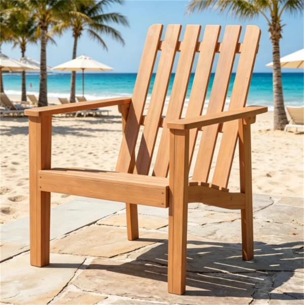 Chaise Adirondack acacia, fini naturel, accoudoirs supplémentaires