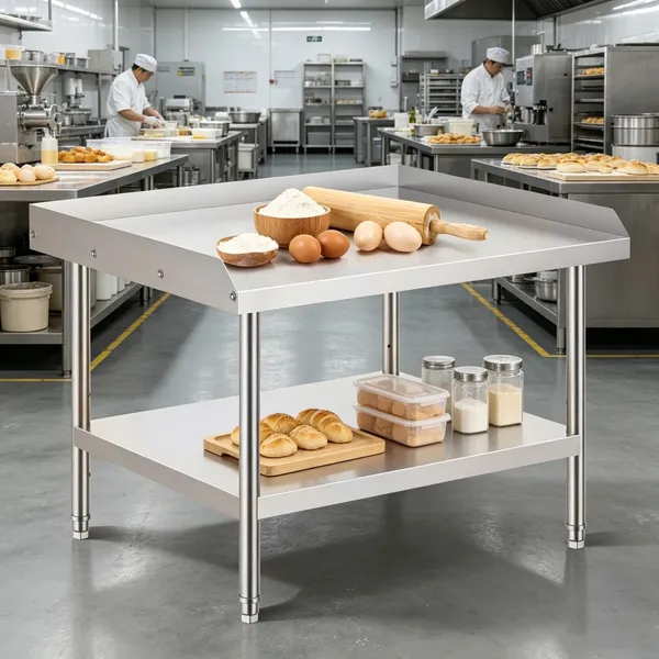 Table travail métal tablettes ajustables cuisine