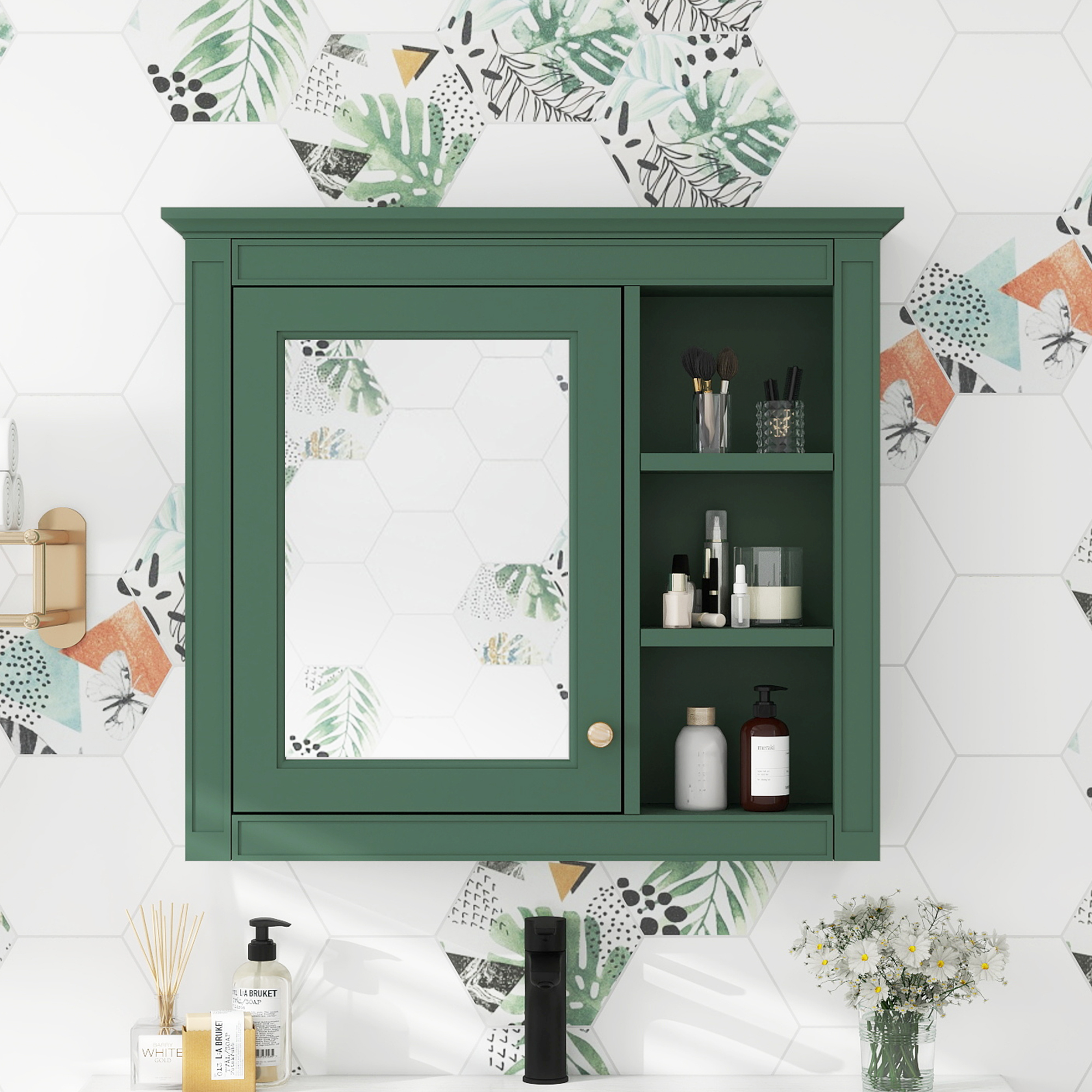 Armoire pharmacie mur 30x28po miroir blanc