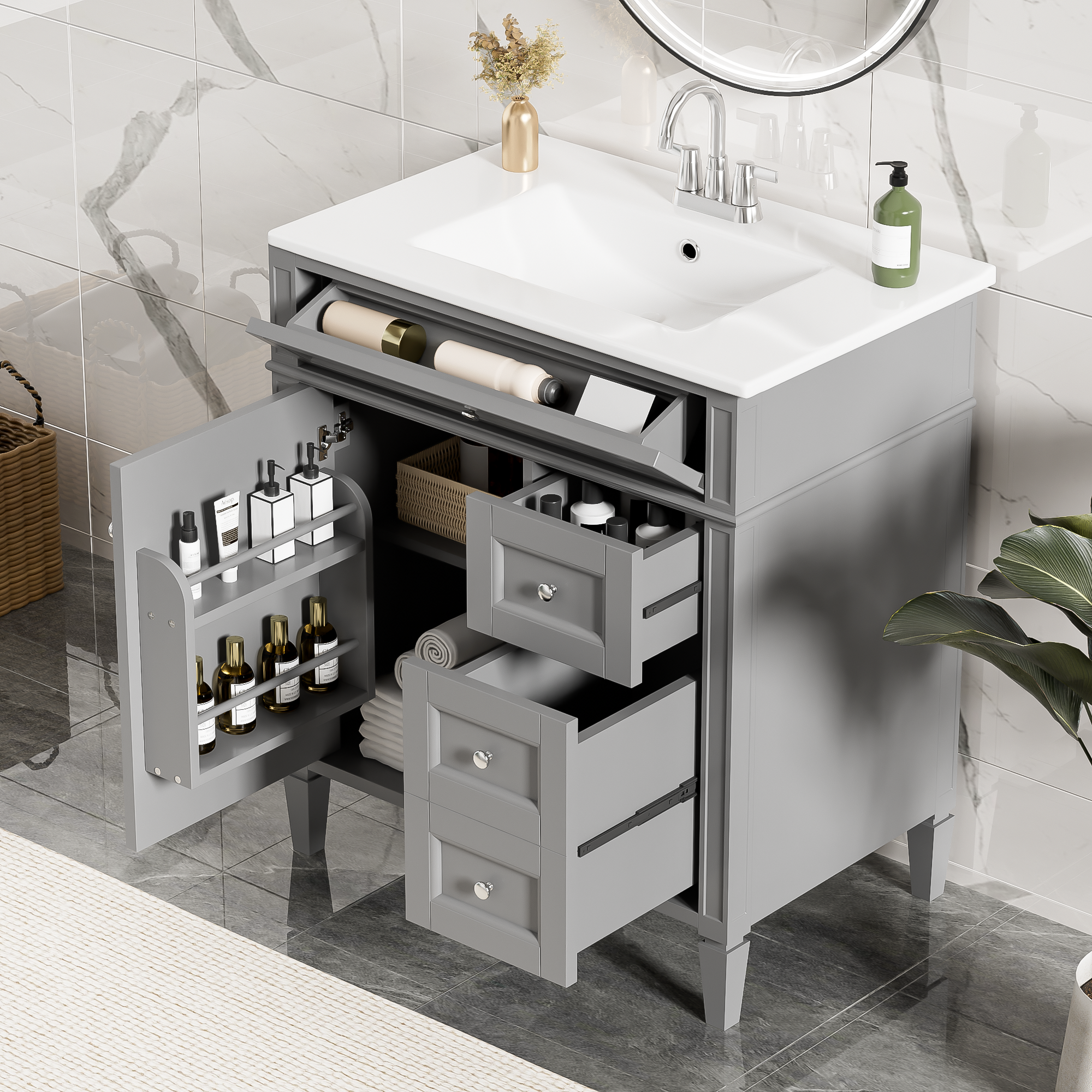 Vanité salle bain 30po lavabo 2 tiroirs moderne
