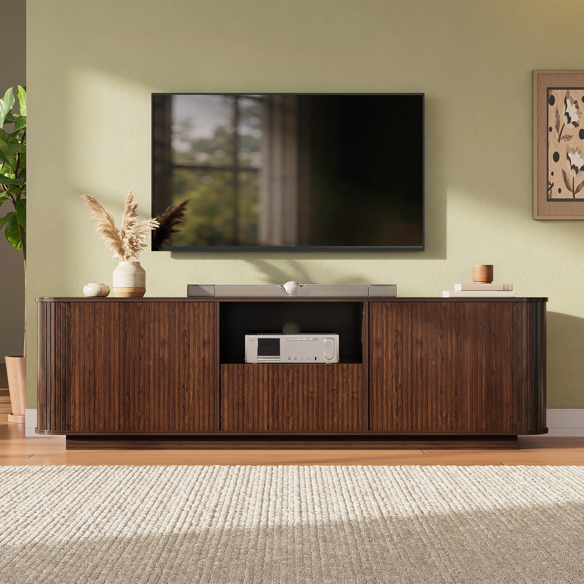 Meuble TV 70 po Moderne Jusqu'à 80 po Rangement