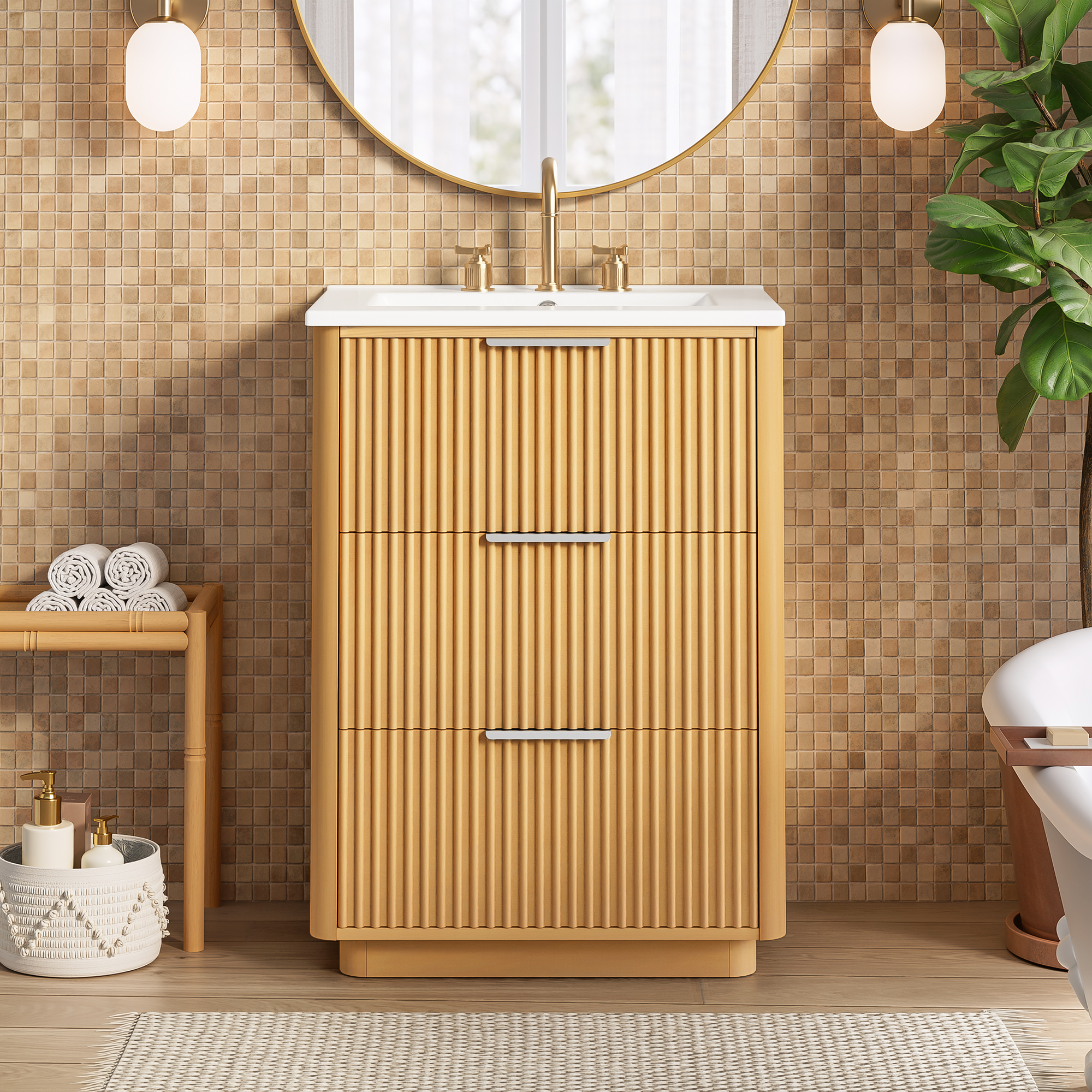 Vanité salle de bain 24" luxe moderne, lavabo céramique