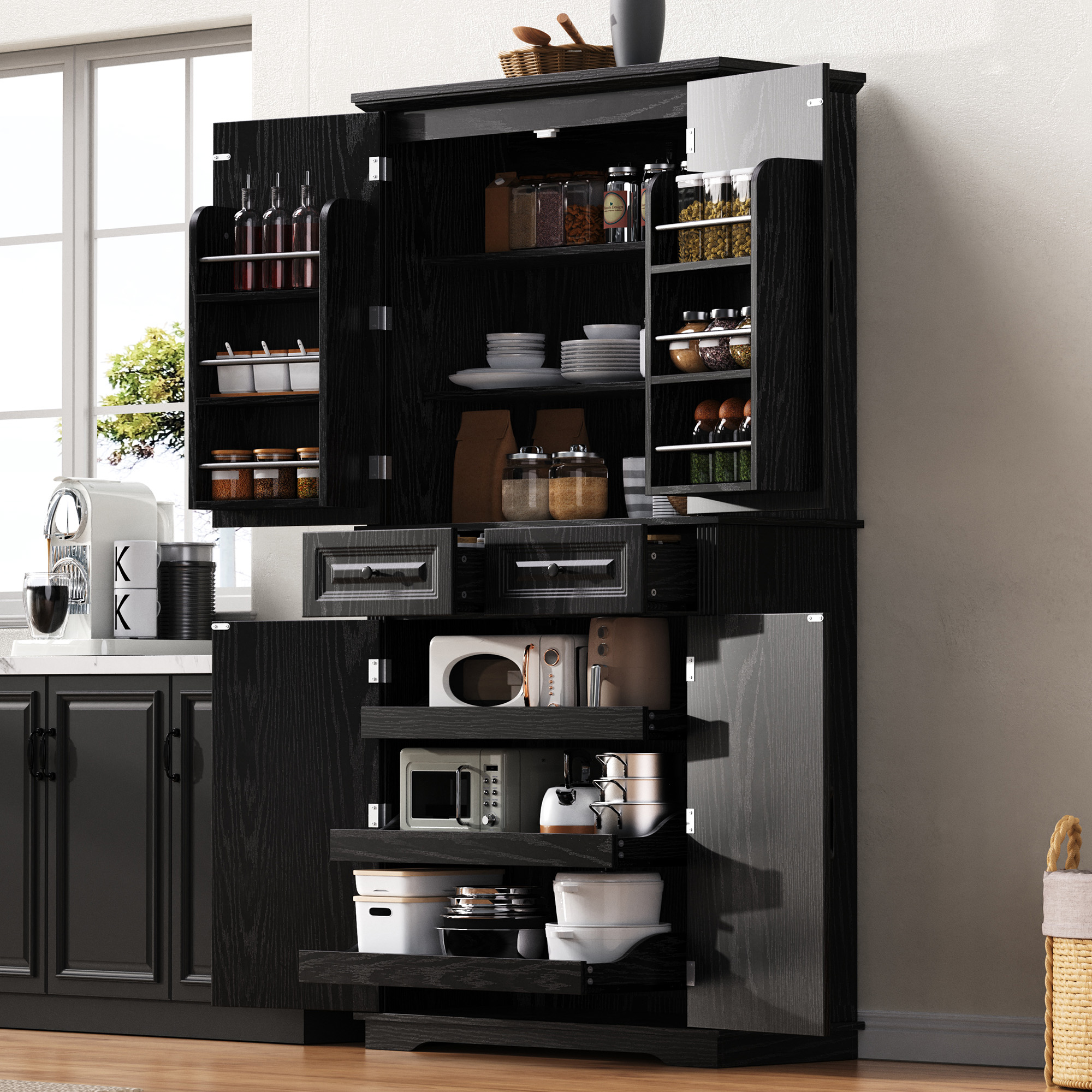 K&K Pantry 71po 3 Organisateurs Noir Farmhouse