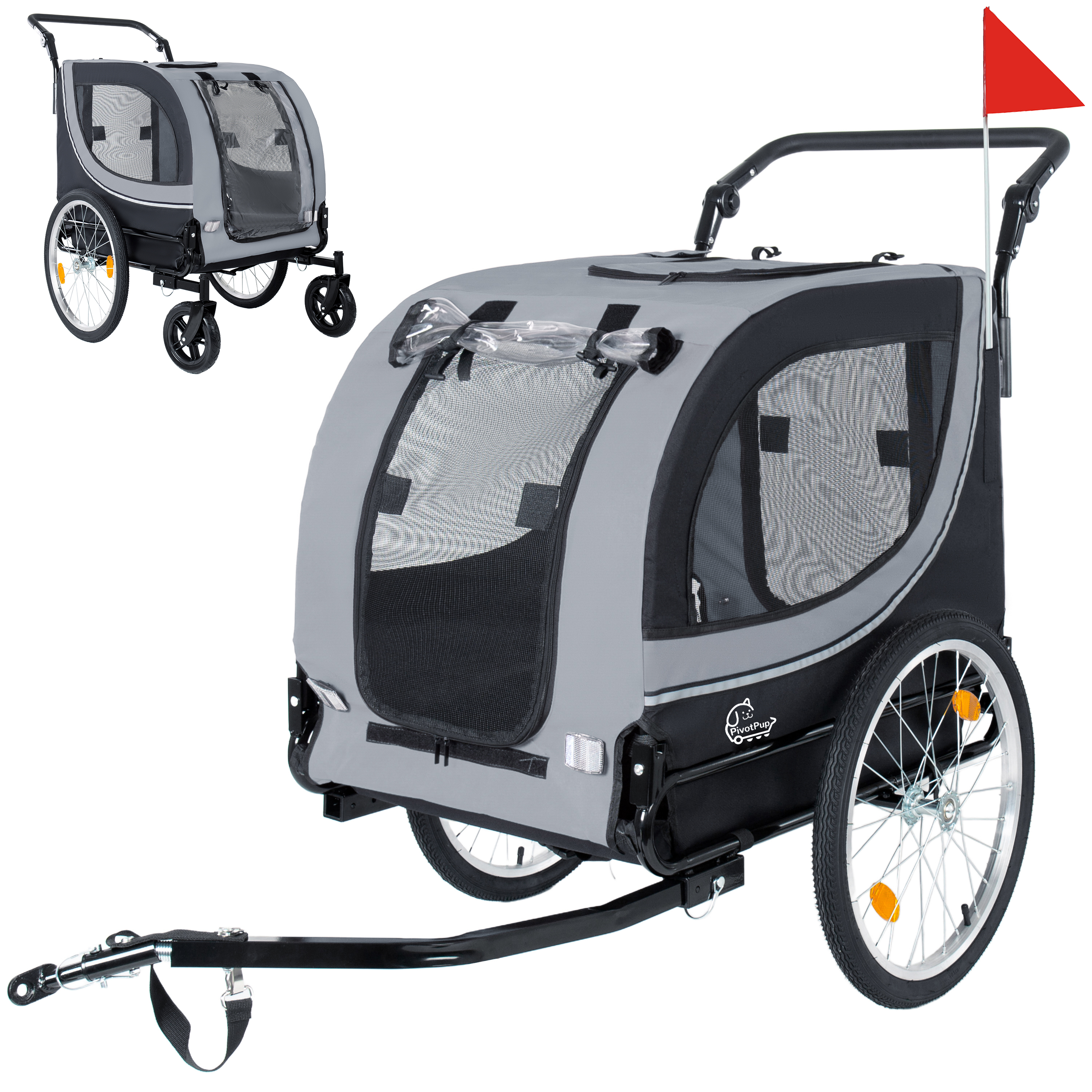 Remorque vélo et poussette pour chiens jusqu'à 100 lb, pliable