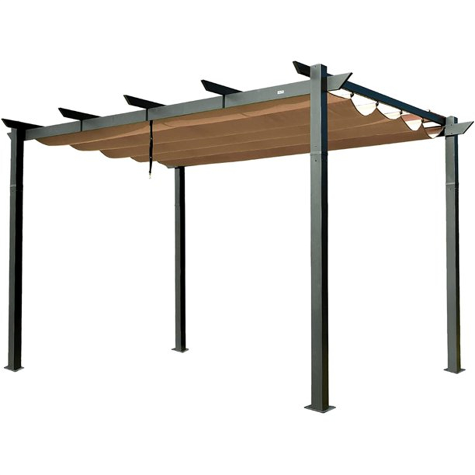 Pergola rétractable extérieure avec parasol anti-intempéries, aluminium