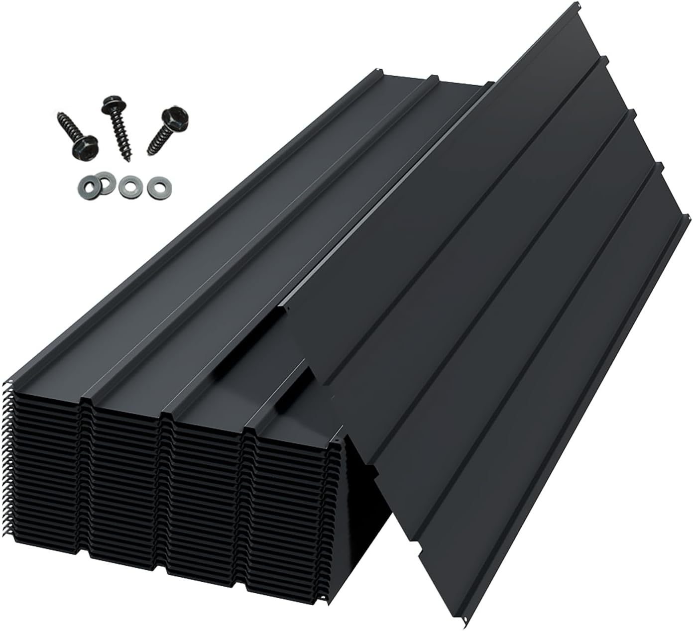 20 panneaux toiture métal galvanisé ondulé gris, avec vis