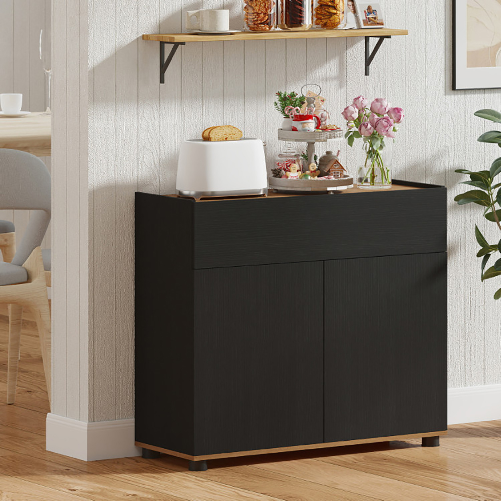 Buffet armoire rangement bois cuisine 2 anti-basculement