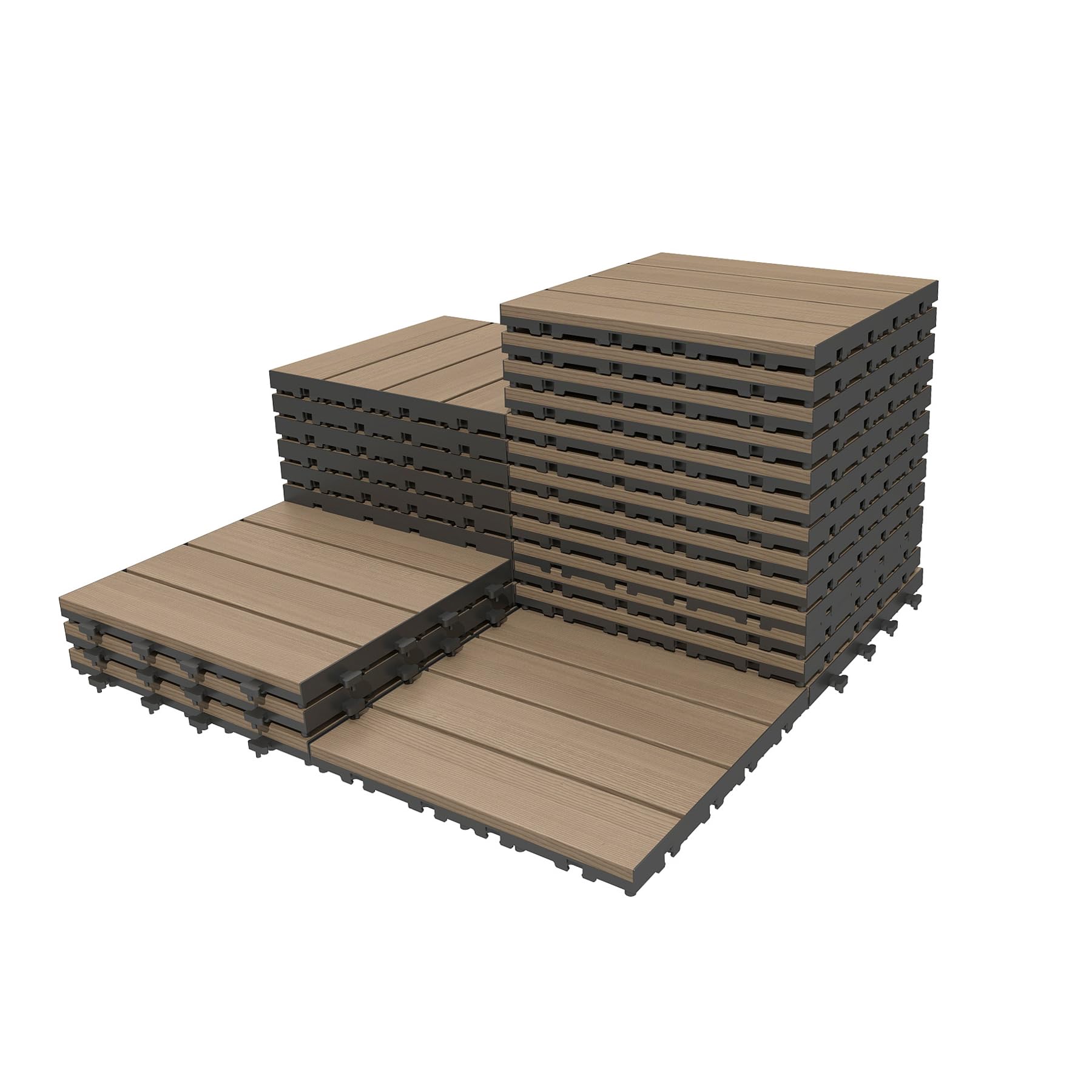 Dalles terrasse 27 pcs 12x12", HDPE, brun foncé