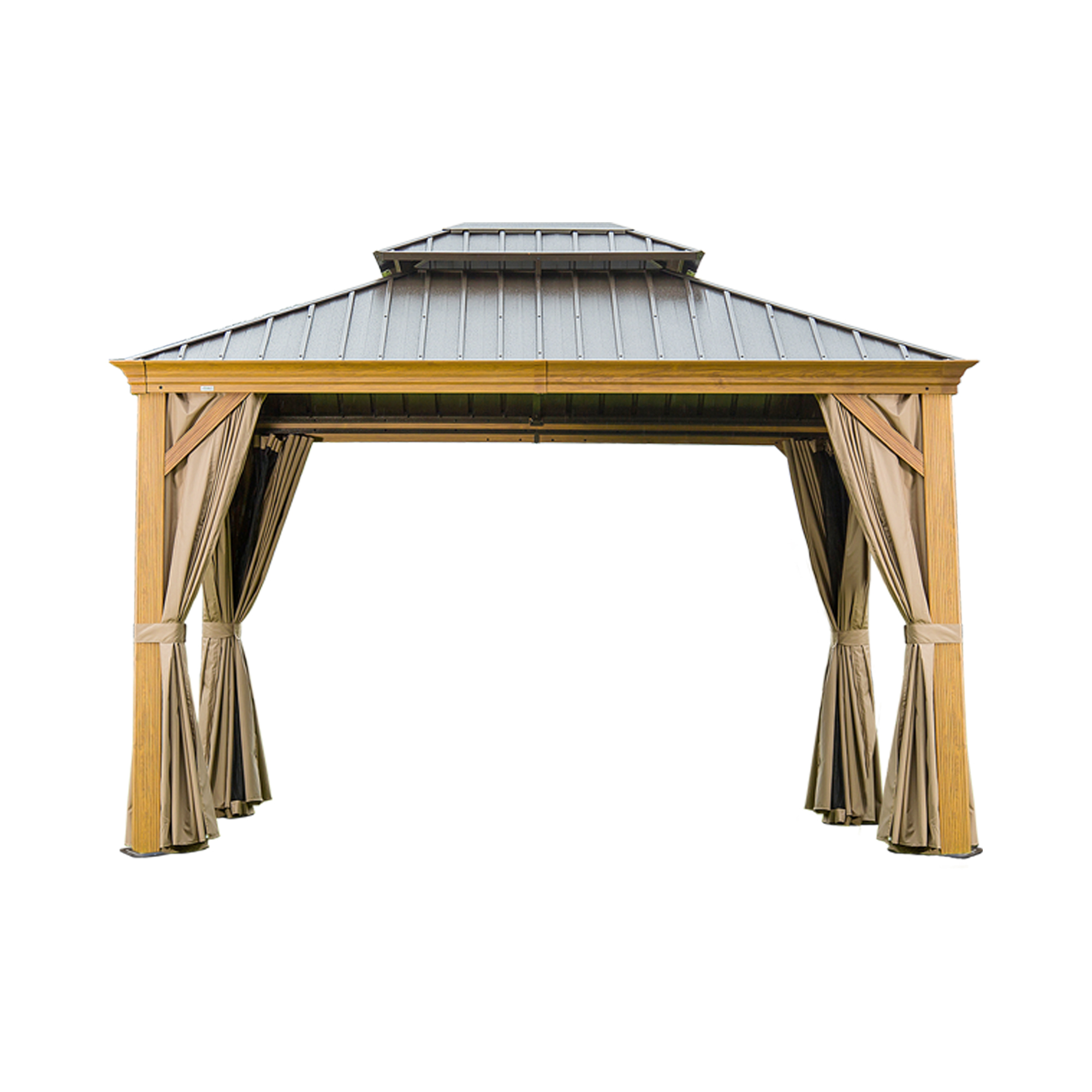 Gazébo hardtop 10x14 po, acier galvanisé, rideaux et moustiquaire