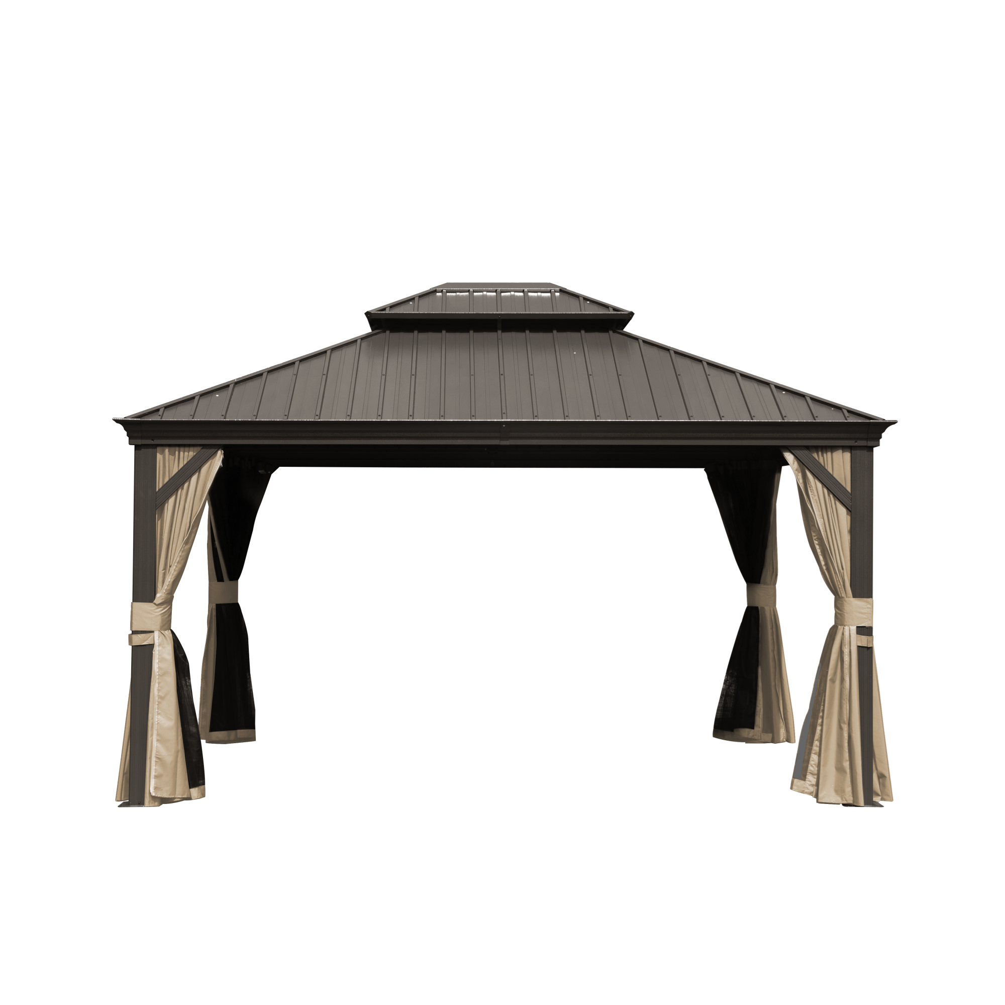Gazebo 10x12po alu double canopy brun