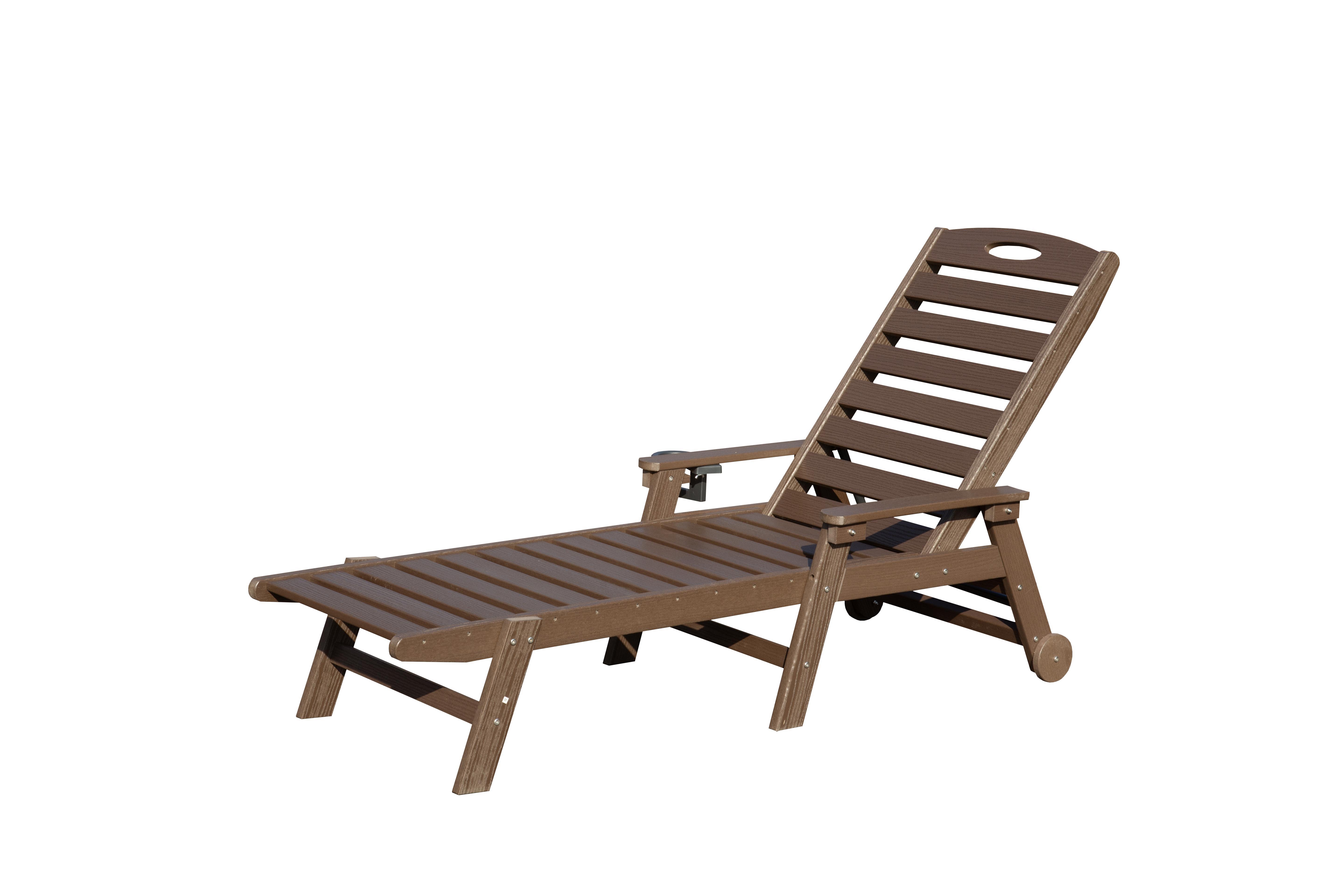 Chaise lounge patio HDPE dossier inclinable brun