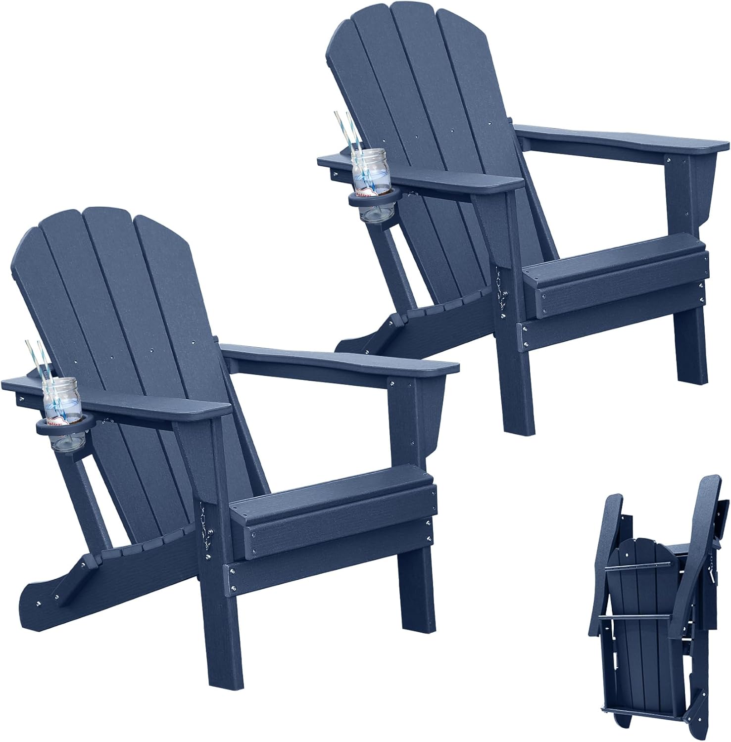 Ensemble 2 chaises Adirondack bleu foncé extérieur