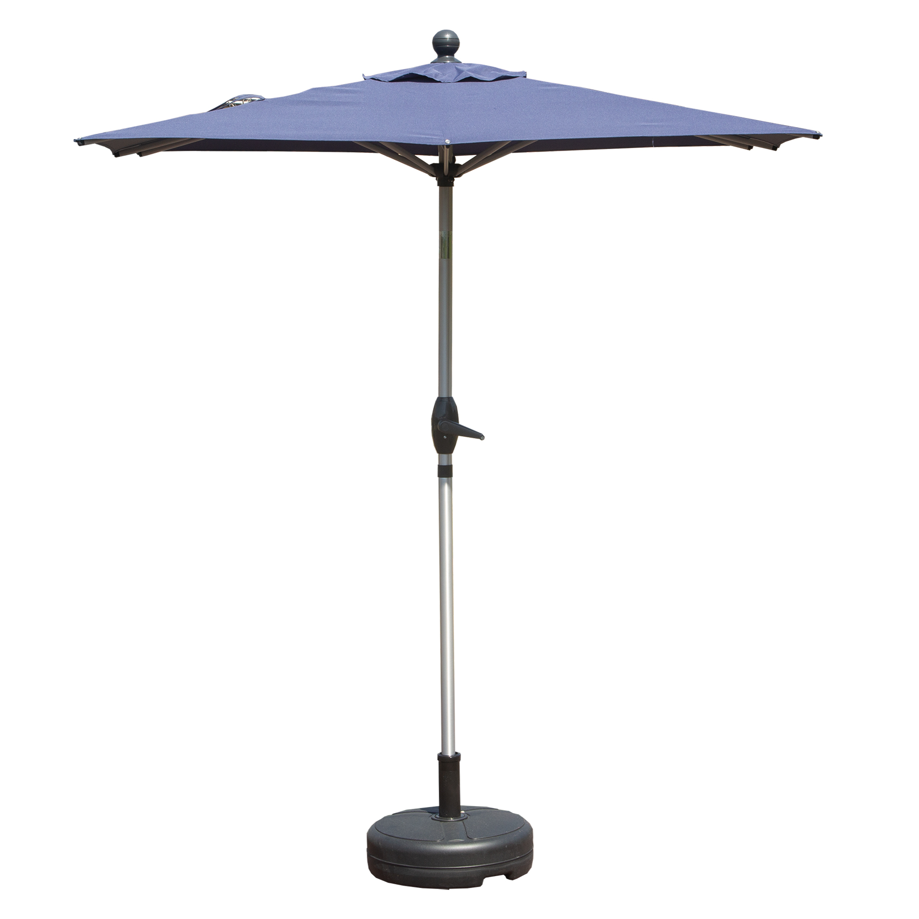 Parasol patio rectangle manivelle inclinaison bleu marine base non incluse