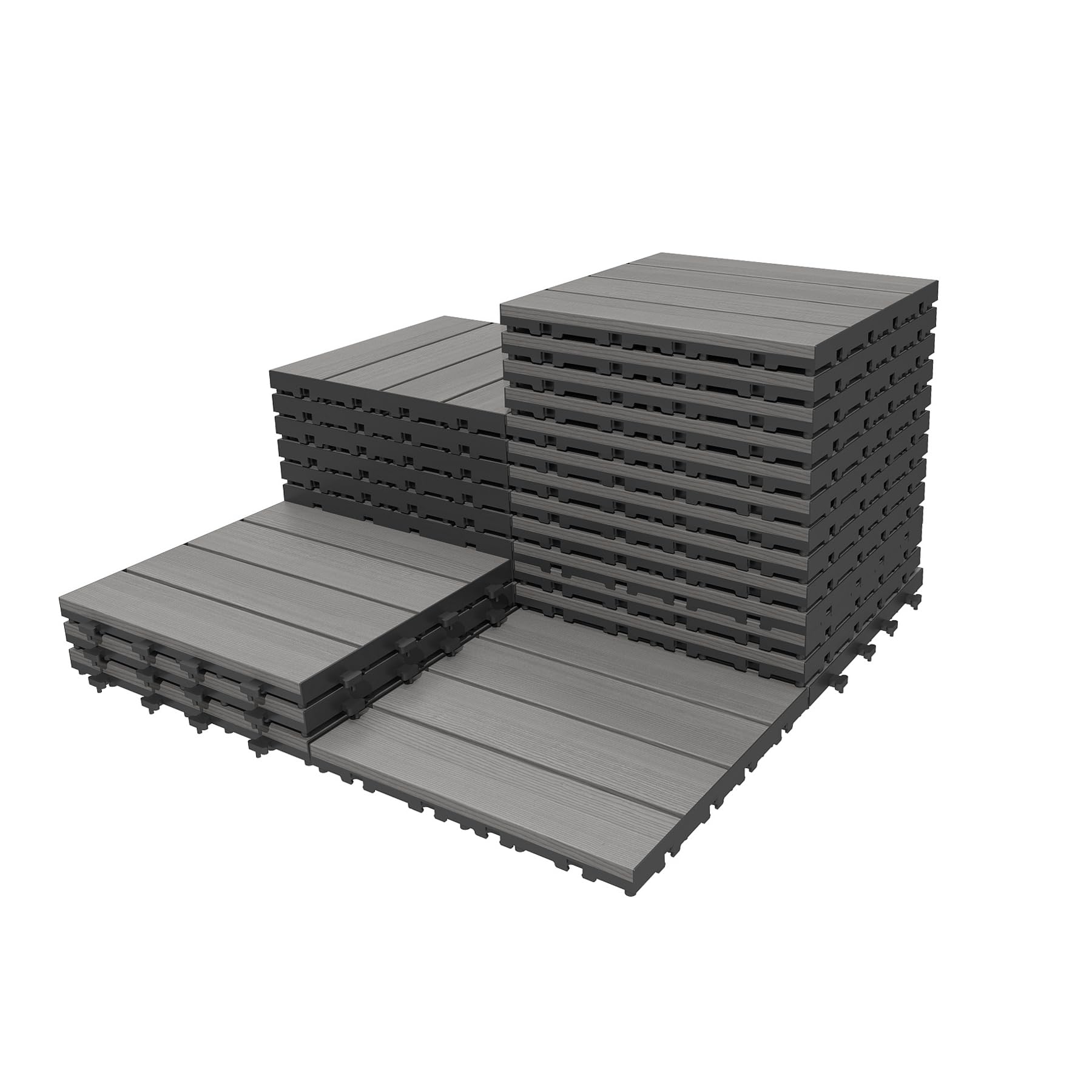 27 dalles imbriquées 12x12 po HDPE, plancher terrasse étanche gris