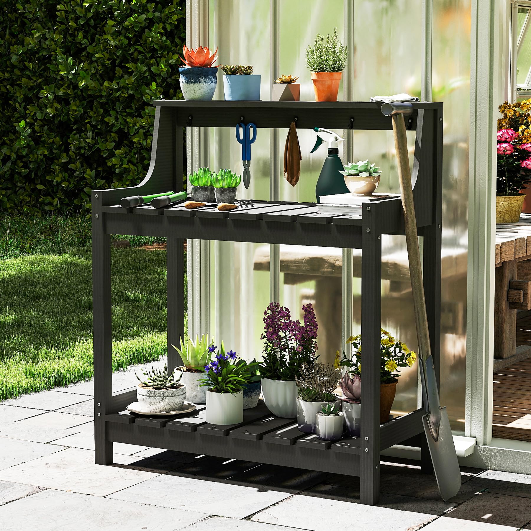 Table rempotage extérieure HDPE grise rangement